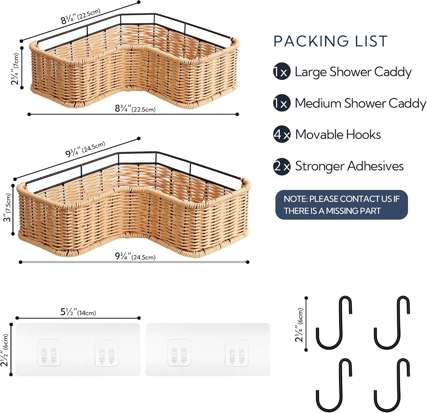 image:imageGRANNY SAYS 2 Pack Wicker Corner Shower Caddy Hanging Shower Shelf for Inside Showers Adhesive Shelves for Bathroom Organizers and Storage Bathroom Shelves Wall Mounted for Home Decor NaturalNatural
