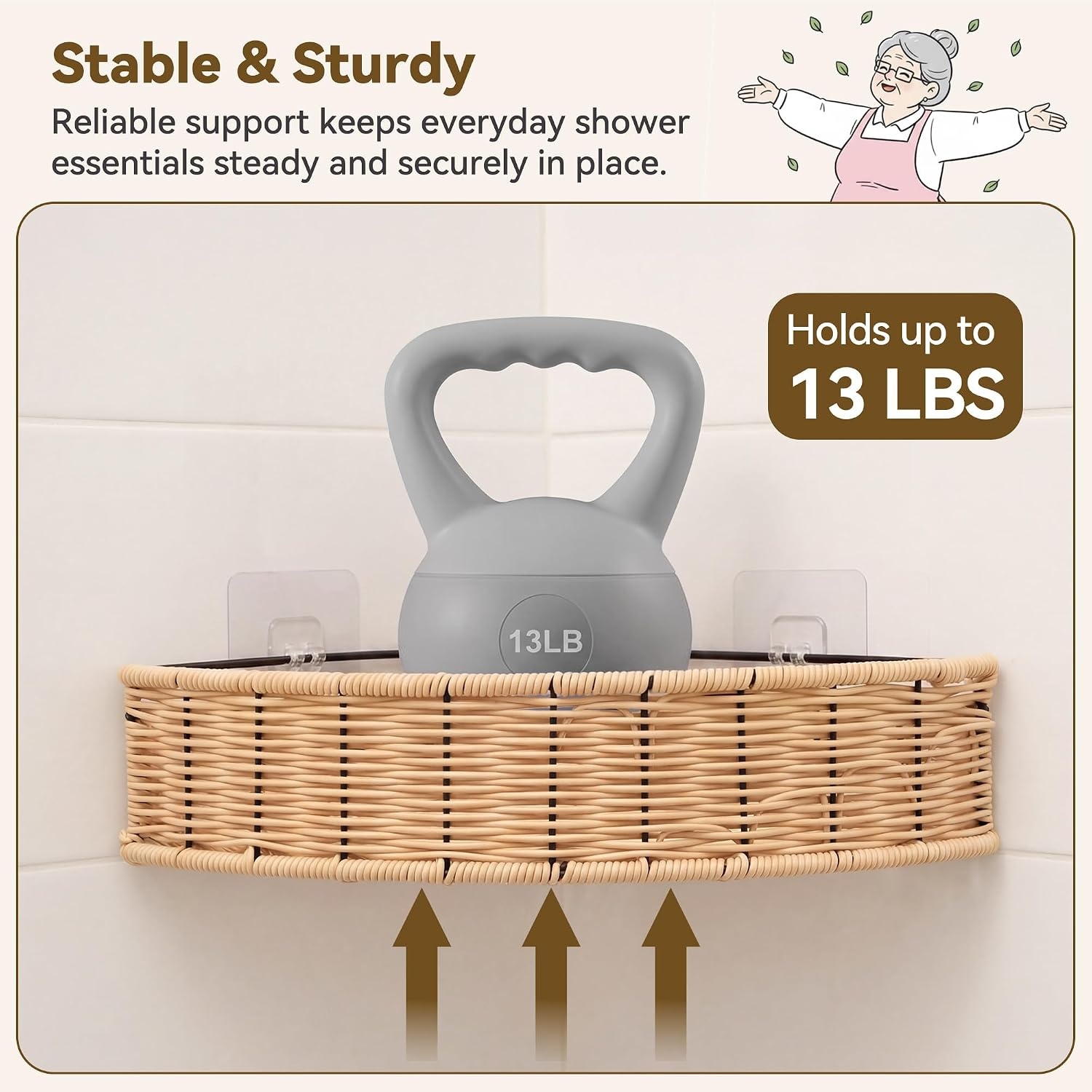 image:imageGRANNY SAYS 2 Pack Wicker Corner Shower Caddy Hanging Shower Shelf for Inside Showers Adhesive Shelves for Bathroom Organizers and Storage Bathroom Shelves Wall Mounted for Home Decor NaturalNatural