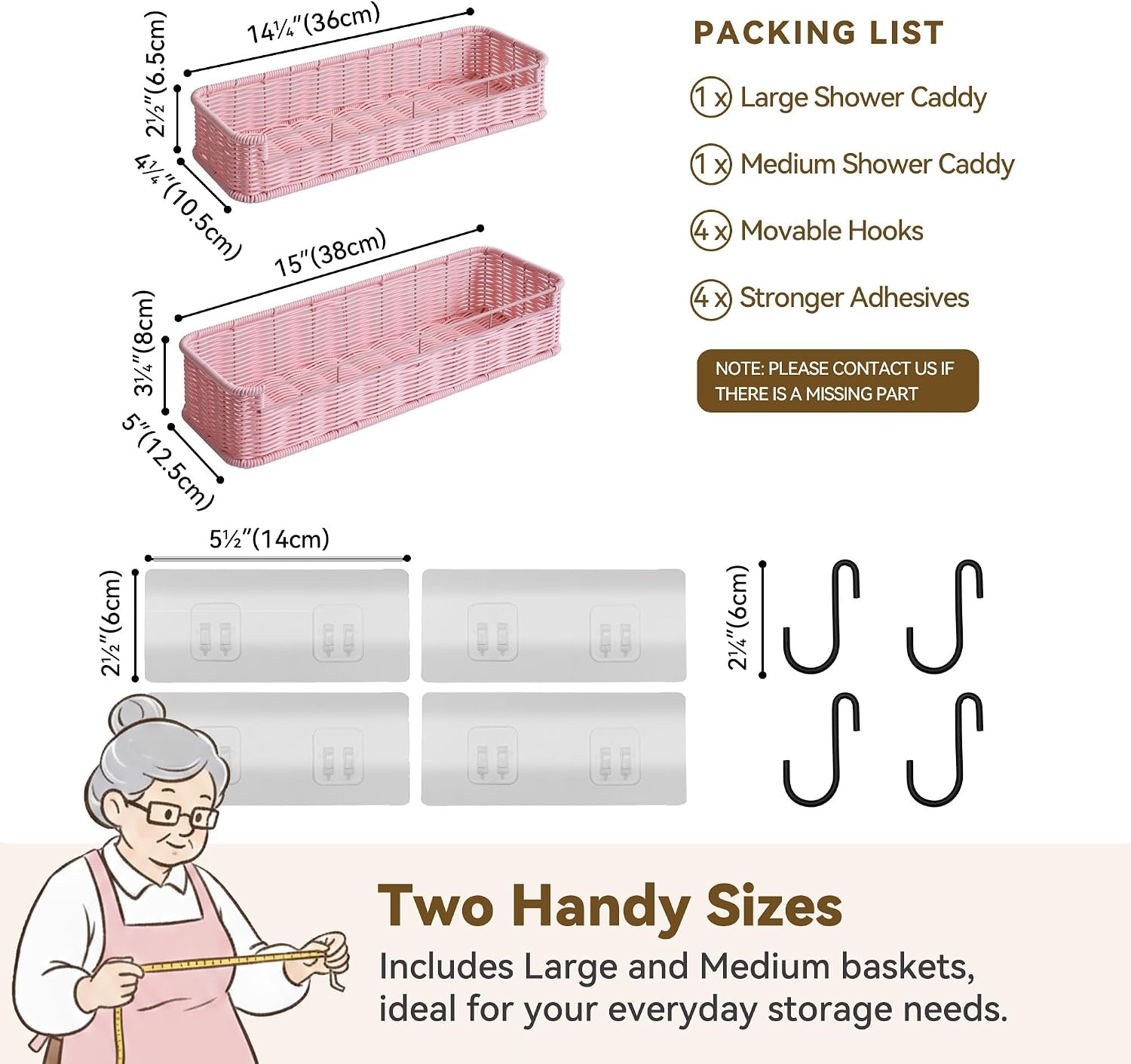 image:imageGRANNY SAYS 2 Pack Wicker Corner Shower Caddy Hanging Shower Shelf for Inside Showers Adhesive Shelves for Bathroom Organizers and Storage Bathroom Shelves Wall Mounted for Home Decor NaturalPink