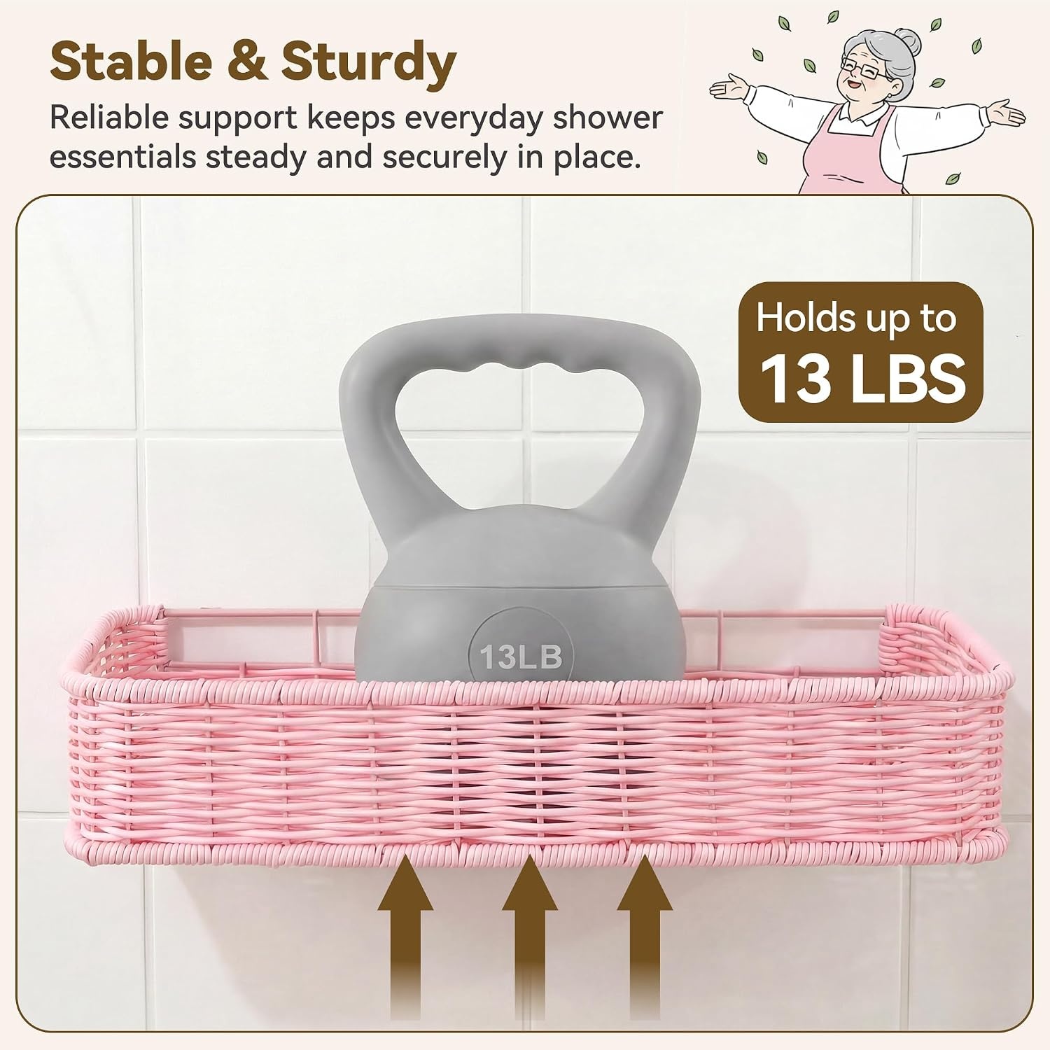 image:imageGRANNY SAYS 2 Pack Wicker Corner Shower Caddy Hanging Shower Shelf for Inside Showers Adhesive Shelves for Bathroom Organizers and Storage Bathroom Shelves Wall Mounted for Home Decor NaturalPink