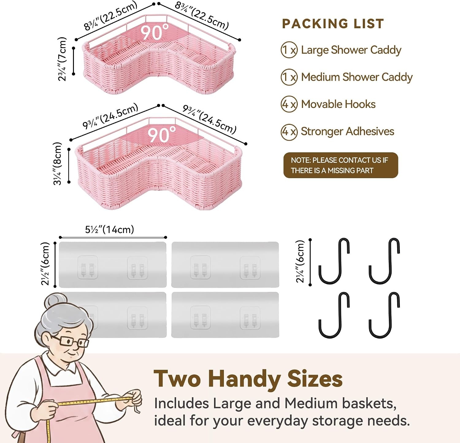 image:imageGRANNY SAYS 2 Pack Wicker Corner Shower Caddy Hanging Shower Shelf for Inside Showers Adhesive Shelves for Bathroom Organizers and Storage Bathroom Shelves Wall Mounted for Home Decor NaturalPink