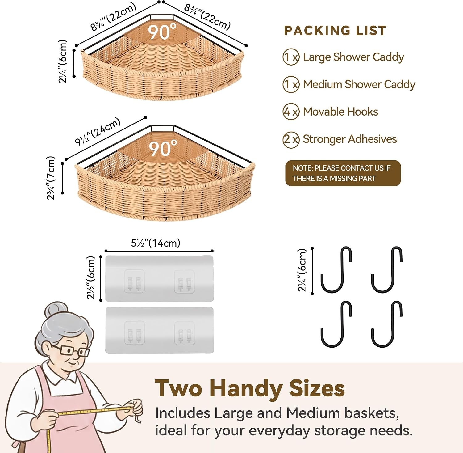 image:imageGRANNY SAYS 2 Pack Wicker Corner Shower Caddy Hanging Shower Shelf for Inside Showers Adhesive Shelves for Bathroom Organizers and Storage Bathroom Shelves Wall Mounted for Home Decor NaturalNatural