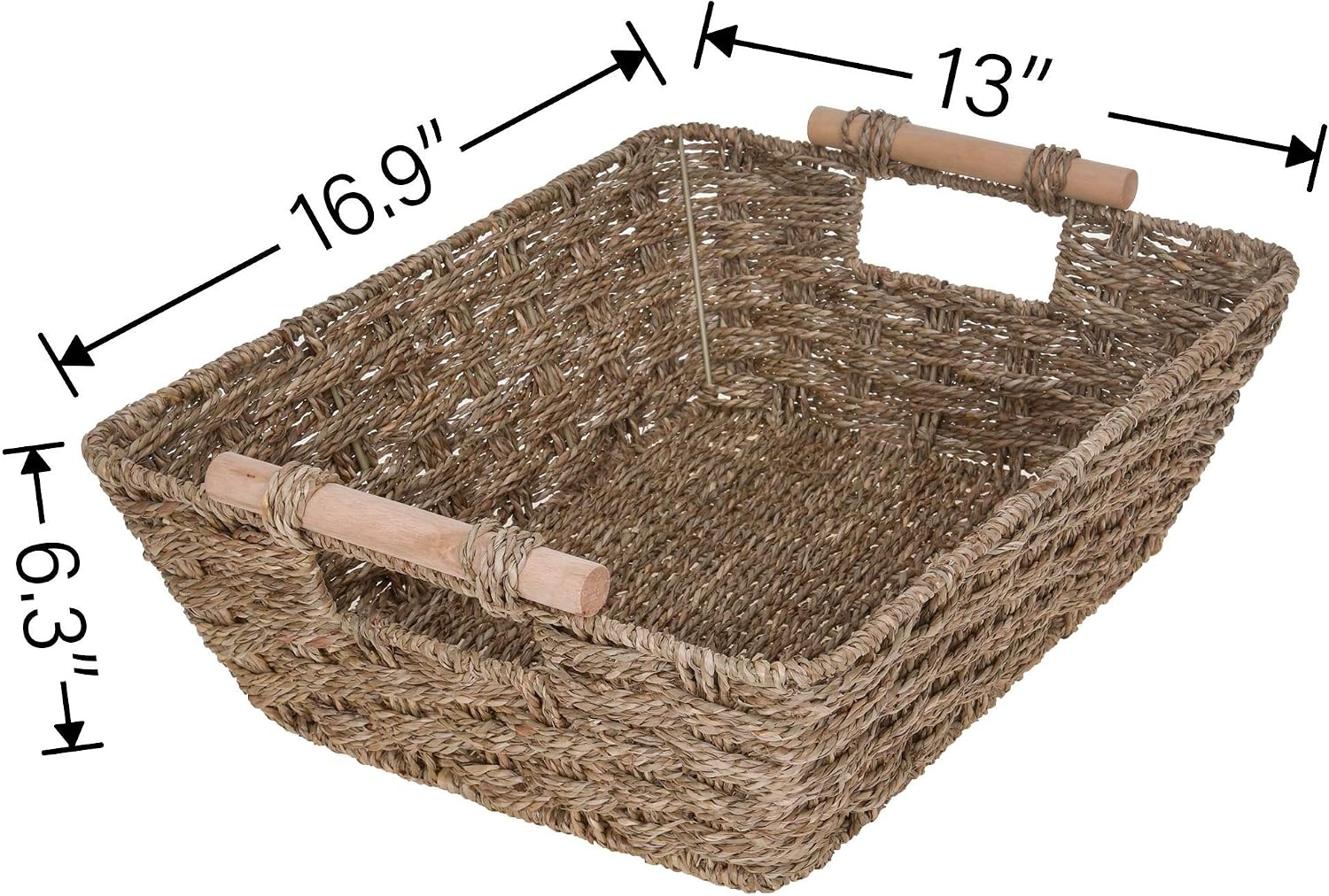 image:imageGRANNY SAYS 2Pack Wicker Storage Baskets Large Baskets with Handles Wicker Baskets for Shelves Waterproof Woven Basket for Organizing BrownNatural Seagrass