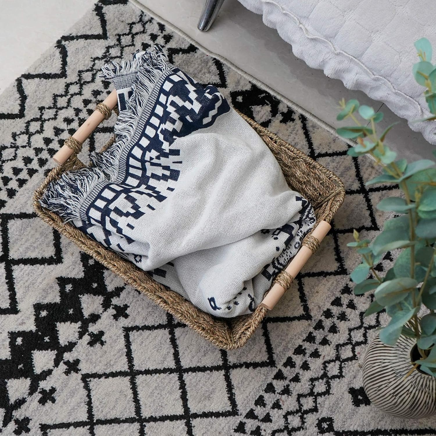 image:imageGRANNY SAYS 2Pack Wicker Storage Baskets Large Baskets with Handles Wicker Baskets for Shelves Waterproof Woven Basket for Organizing BrownNatural Seagrass