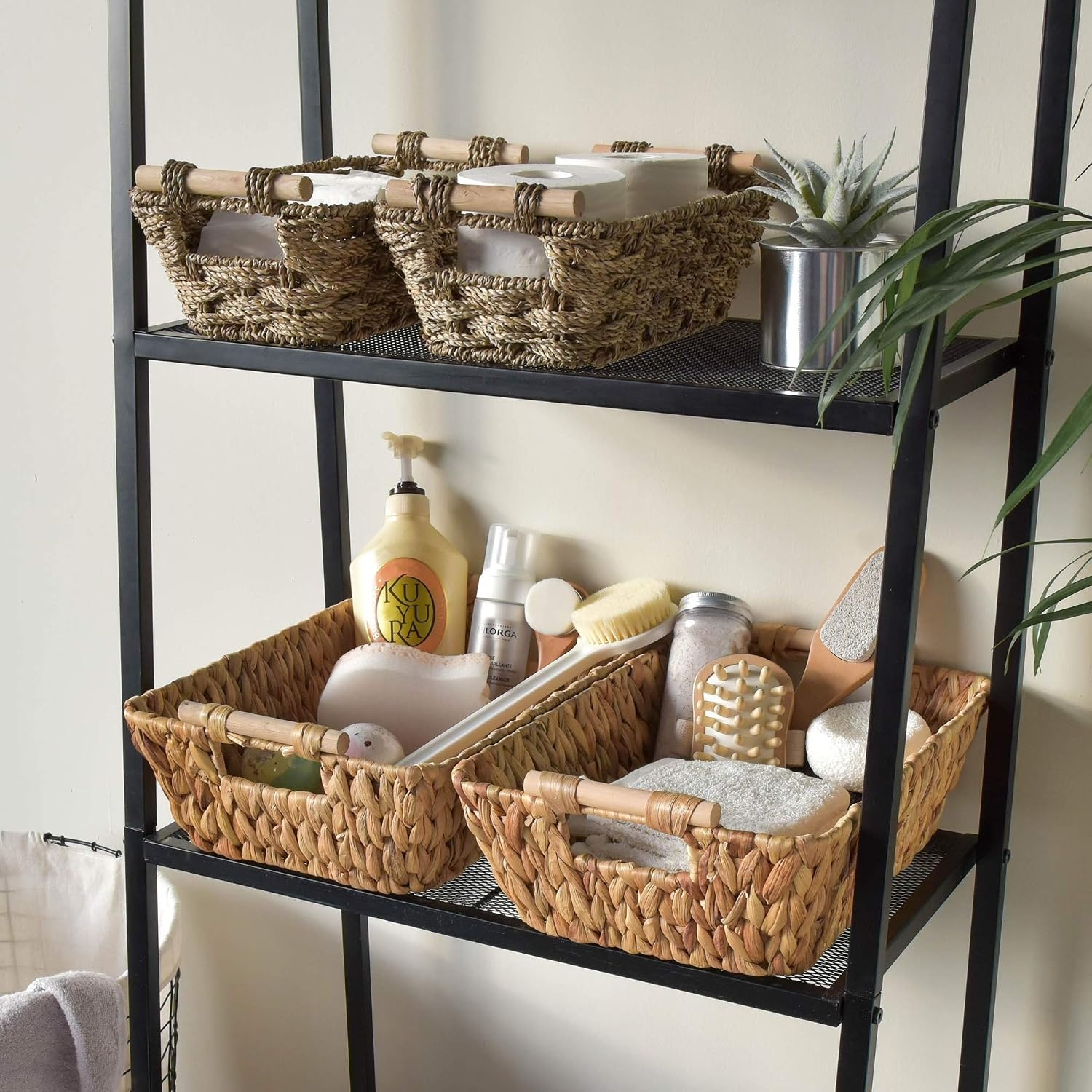 image:imageGRANNY SAYS 2Pack Wicker Storage Baskets Large Baskets with Handles Wicker Baskets for Shelves Waterproof Woven Basket for Organizing BrownNatural Seagrass
