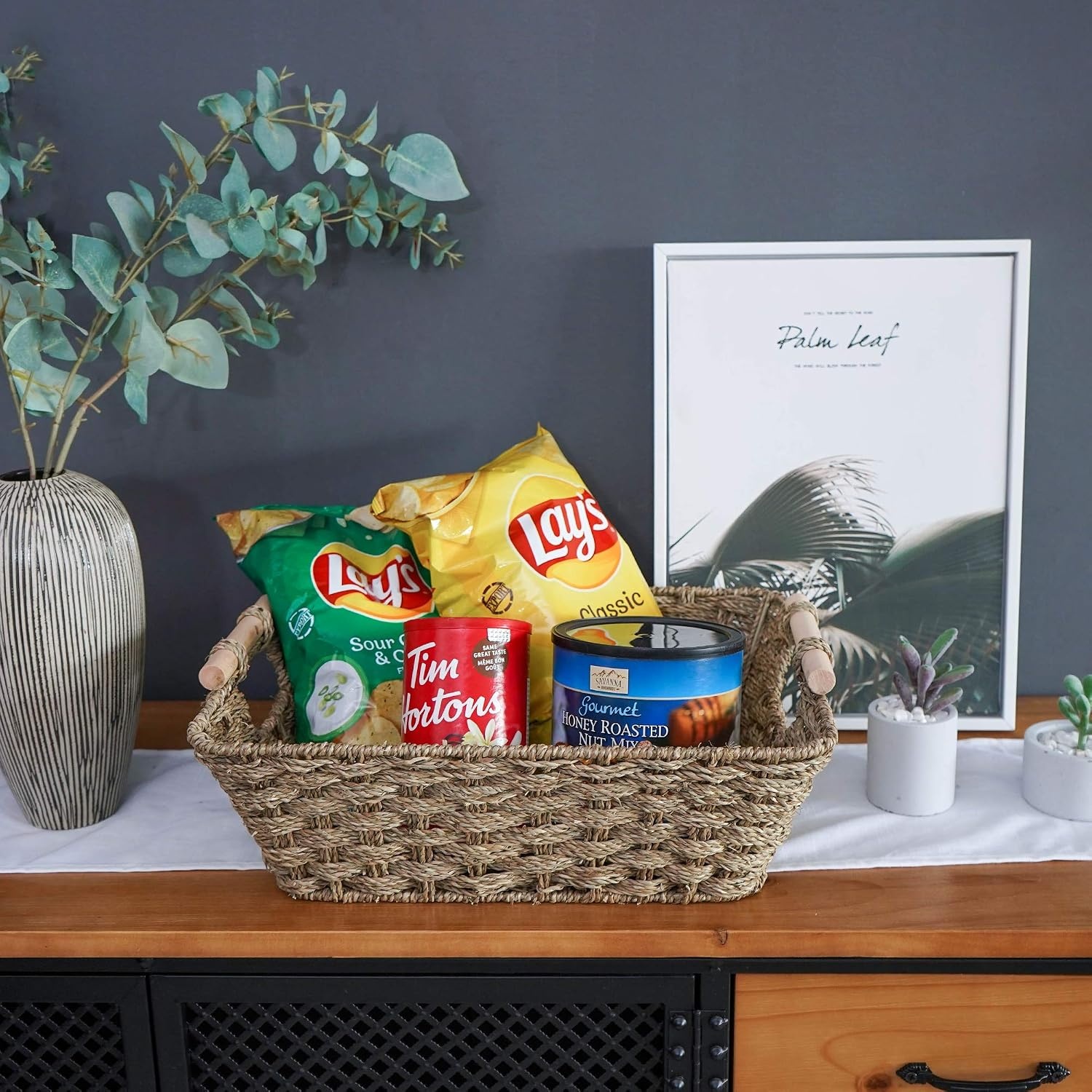 image:imageGRANNY SAYS 2Pack Wicker Storage Baskets Large Baskets with Handles Wicker Baskets for Shelves Waterproof Woven Basket for Organizing BrownNatural Seagrass