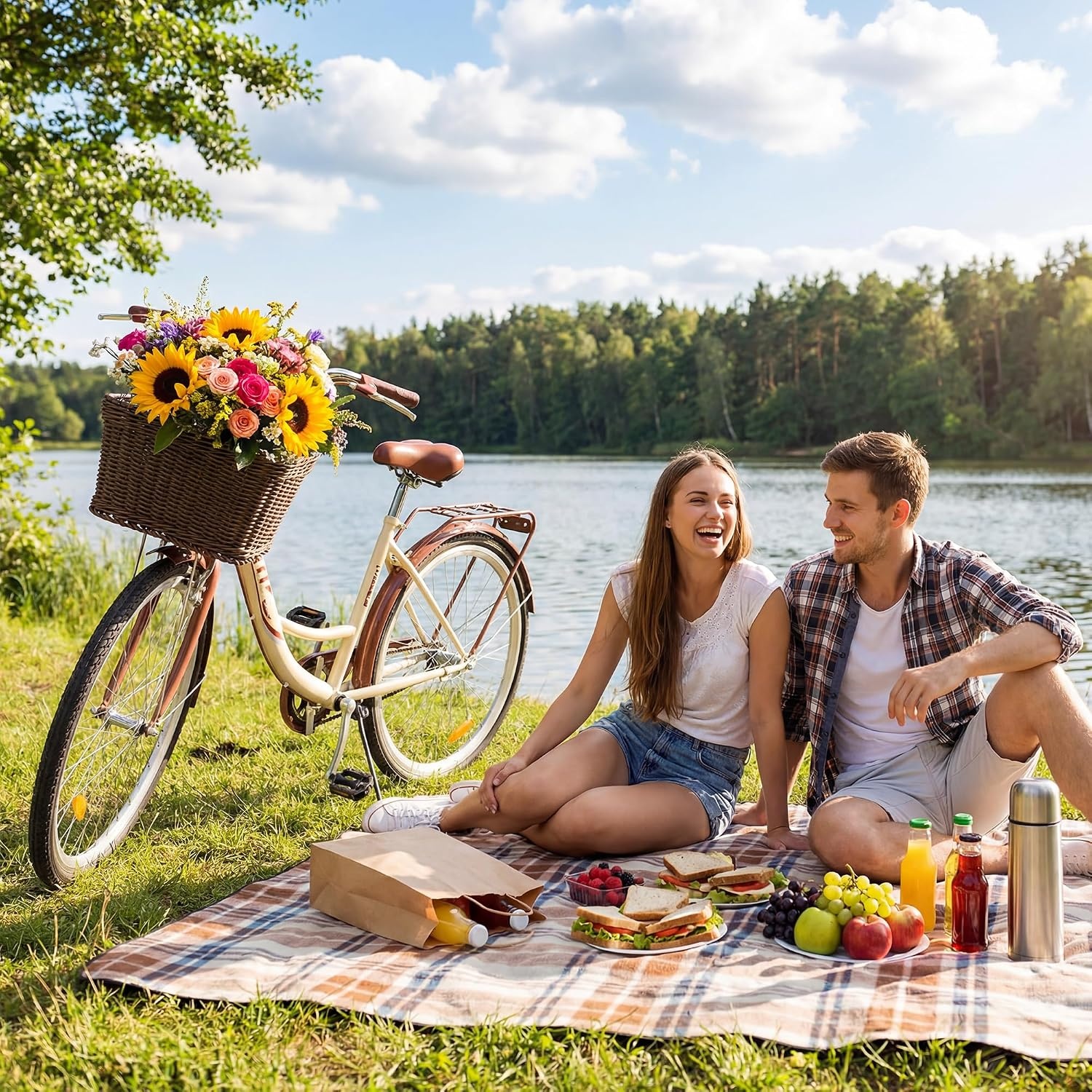 image:imageGRANNY SAYS Bike Basket Wicker Basket for Bike HandWoven Bicycle Basket Detachable Wicker Front Handlebar Bike BasketBrown