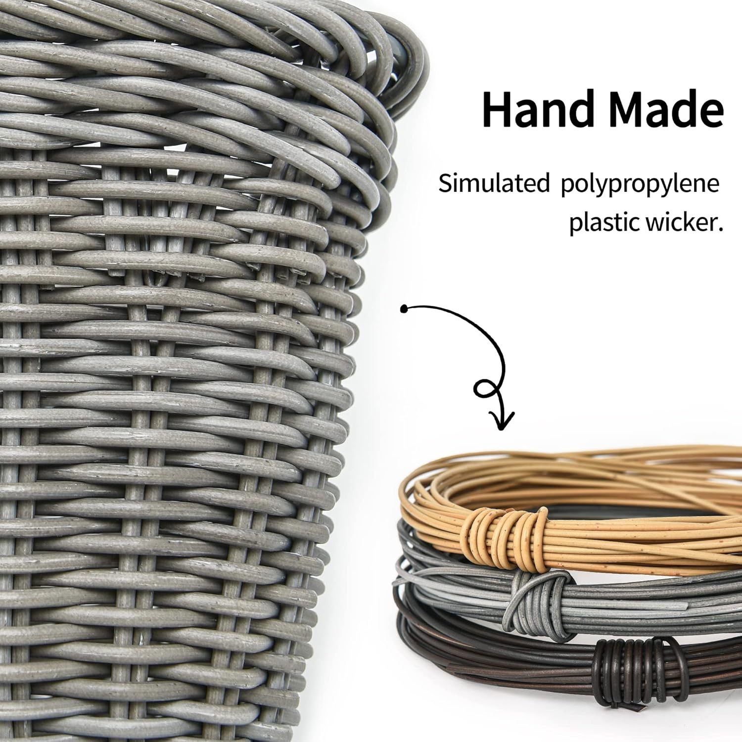 image:imageGRANNY SAYS Bike Basket Wicker Basket for Bike HandWoven Bicycle Basket Detachable Wicker Front Handlebar Bike BasketGray