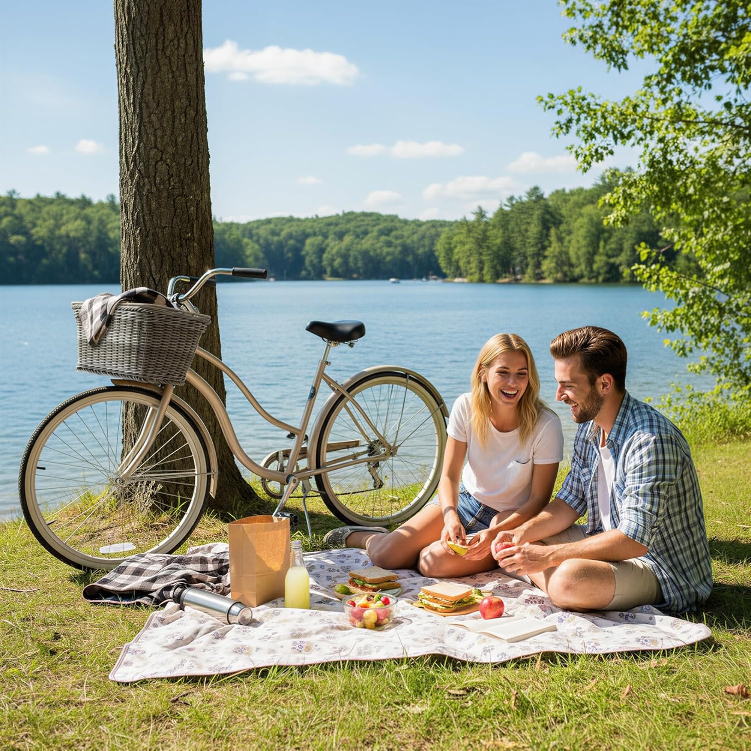 image:imageGRANNY SAYS Bike Basket Wicker Basket for Bike HandWoven Bicycle Basket Detachable Wicker Front Handlebar Bike BasketGray