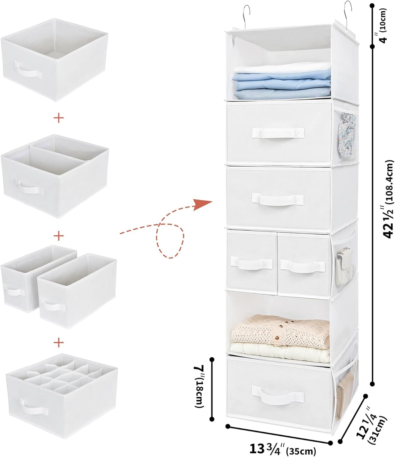 image:imageGRANNY SAYS Bundle of 1Pack Hanging Closet Organizers and Storage amp 3Pack Clothing Storage Bins