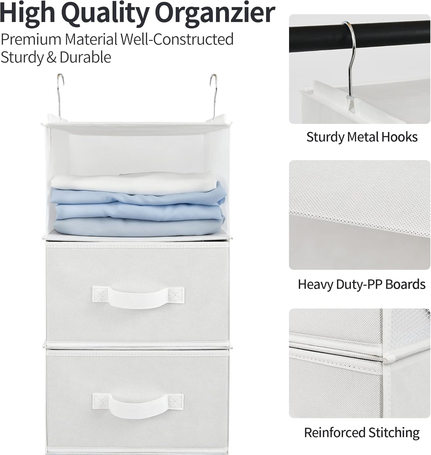 image:imageGRANNY SAYS Bundle of 1Pack Hanging Closet Organizers and Storage amp 3Pack Clothing Storage Bins