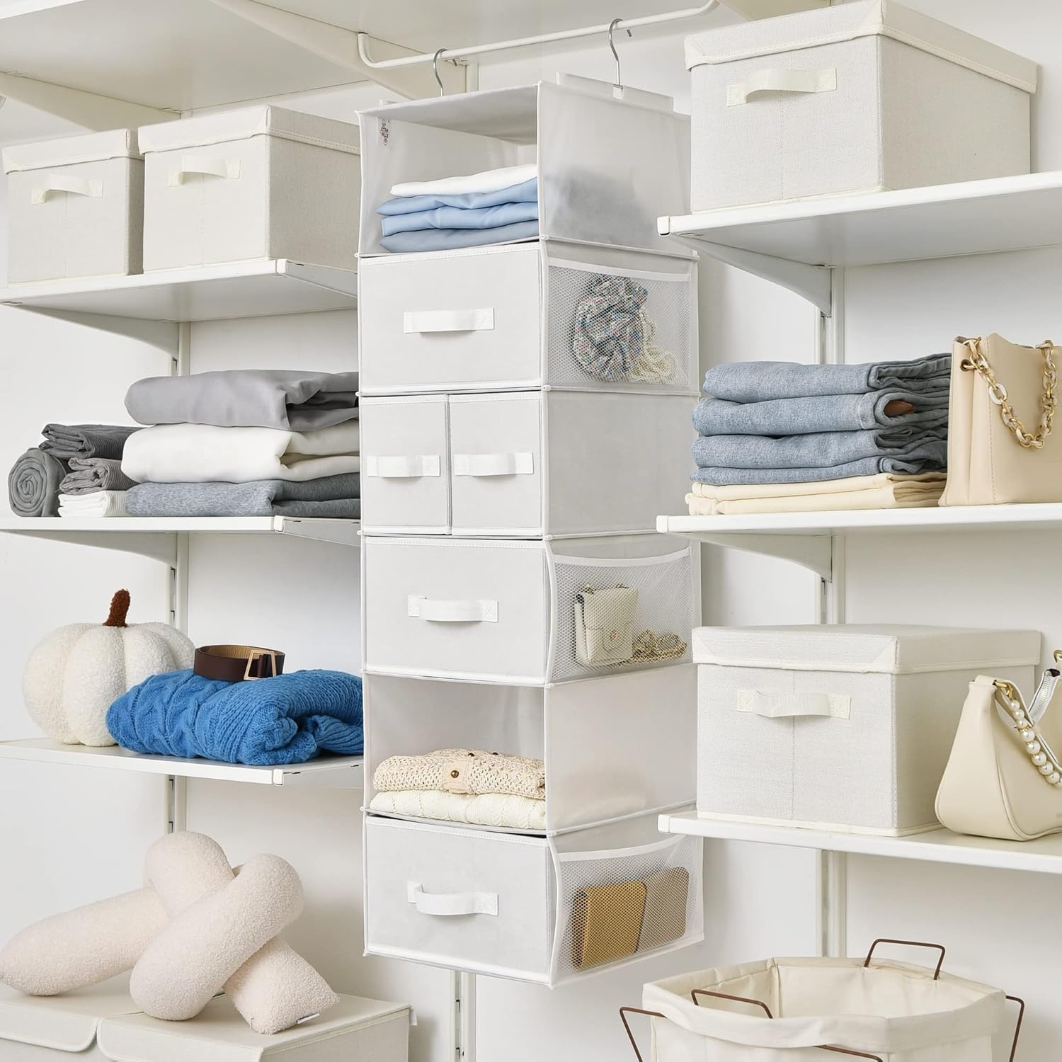 image:imageGRANNY SAYS Bundle of 1Pack Hanging Closet Organizers and Storage amp 3Pack Clothing Storage Bins