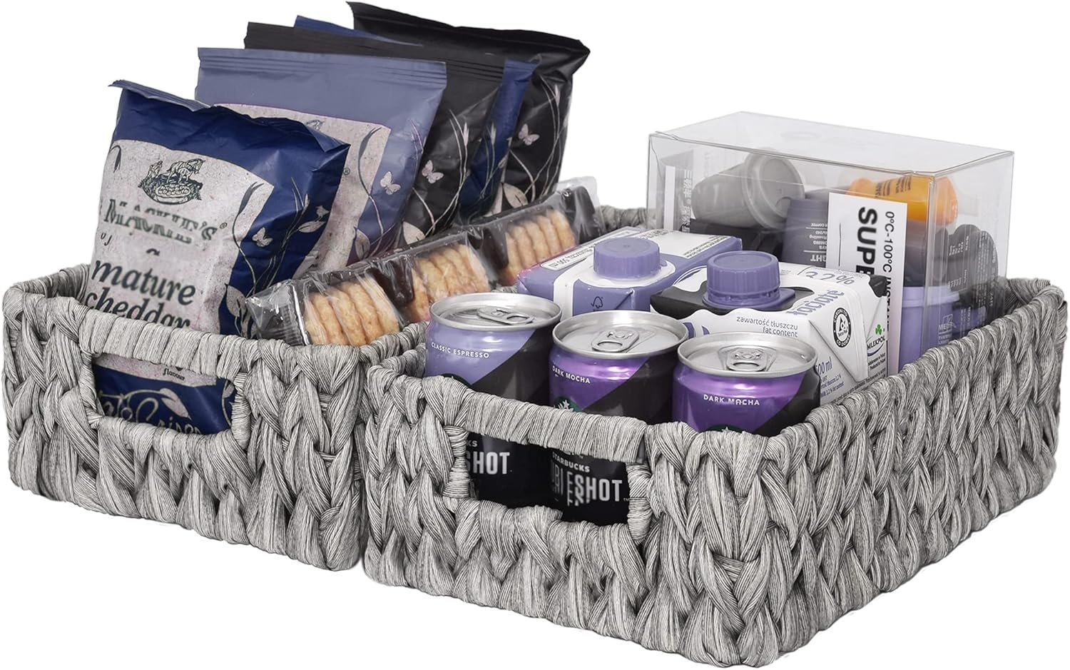 image:imageGRANNY SAYS Bundle of 2Pack Woven Baskets for Storage amp 2Pack Rectangle Wicker Basket