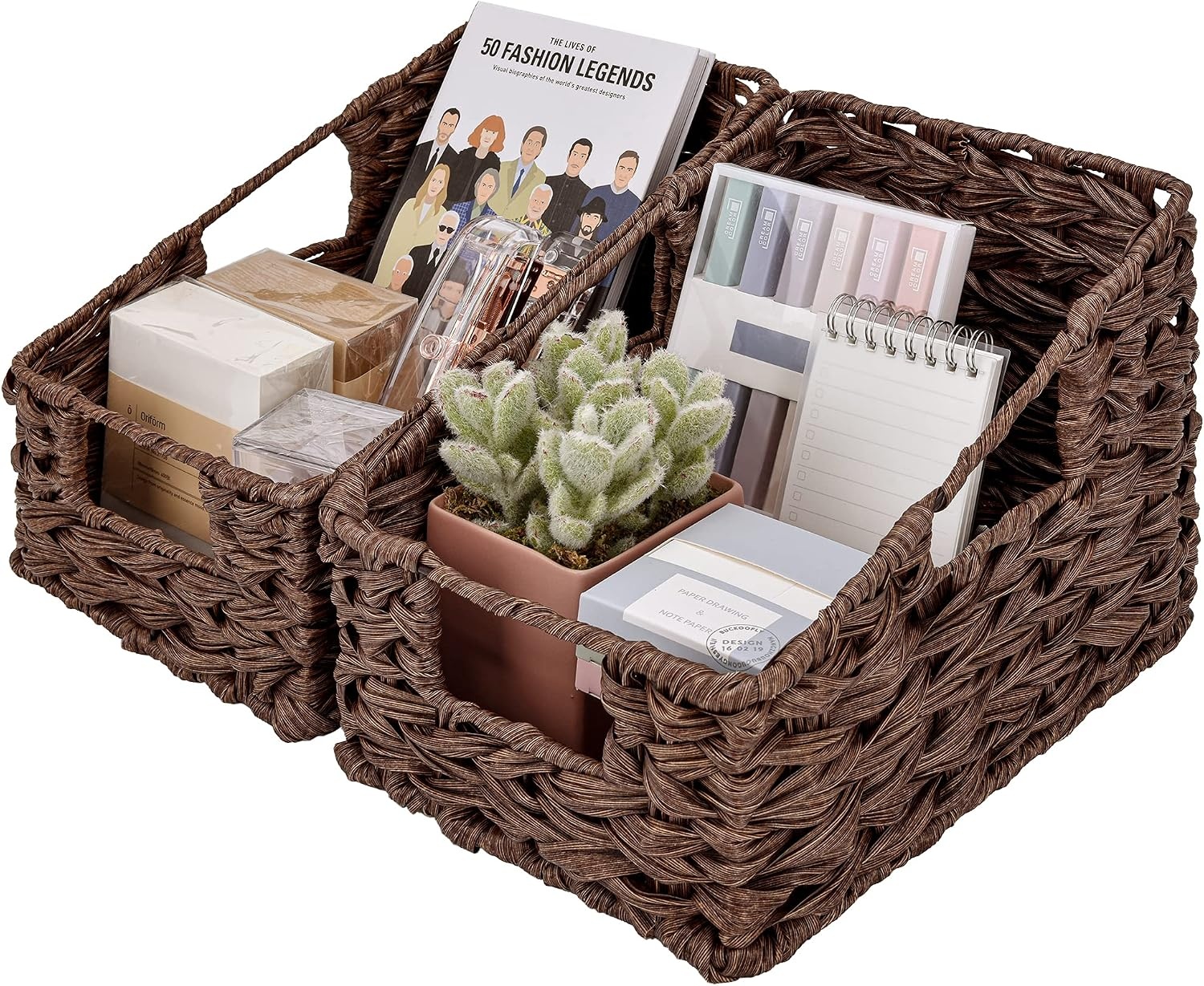 image:imageGRANNY SAYS Bundle of 3 Sets Wicker Shelf Baskets for Organizing