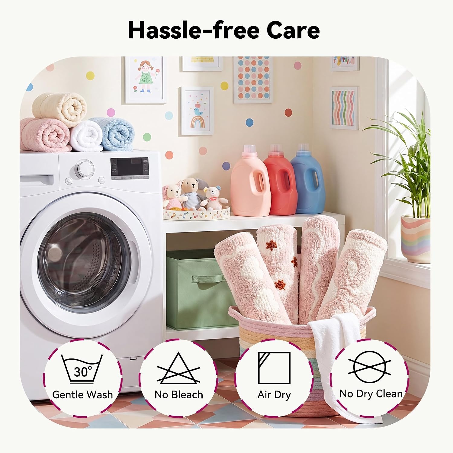 image:imageGRANNY SAYS Checkered Pink Bathroom Rugs Decor 24 x 16 Fluffy Rug Absorbent Microfiber Ultra Soft Bath Mat Washable NonSlip Bath Mats for Bathroom Cute Floor Mat for Tub Shower BedroomPink Daisy