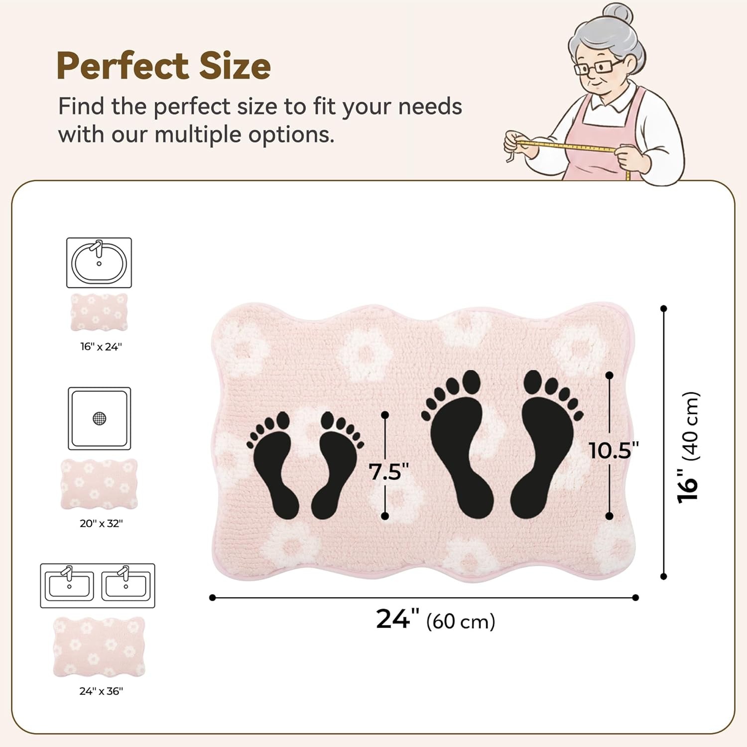 image:imageGRANNY SAYS Checkered Pink Bathroom Rugs Decor 24 x 16 Fluffy Rug Absorbent Microfiber Ultra Soft Bath Mat Washable NonSlip Bath Mats for Bathroom Cute Floor Mat for Tub Shower BedroomPinkcute Floral