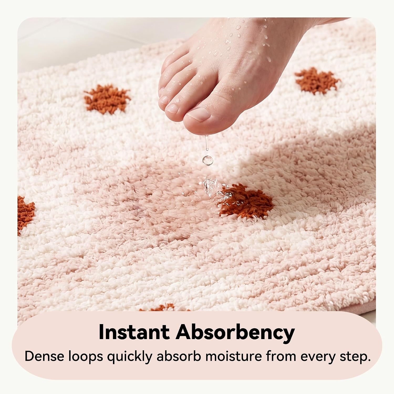 image:imageGRANNY SAYS Checkered Pink Bathroom Rugs Decor 24 x 16 Fluffy Rug Absorbent Microfiber Ultra Soft Bath Mat Washable NonSlip Bath Mats for Bathroom Cute Floor Mat for Tub Shower BedroomPink Daisy