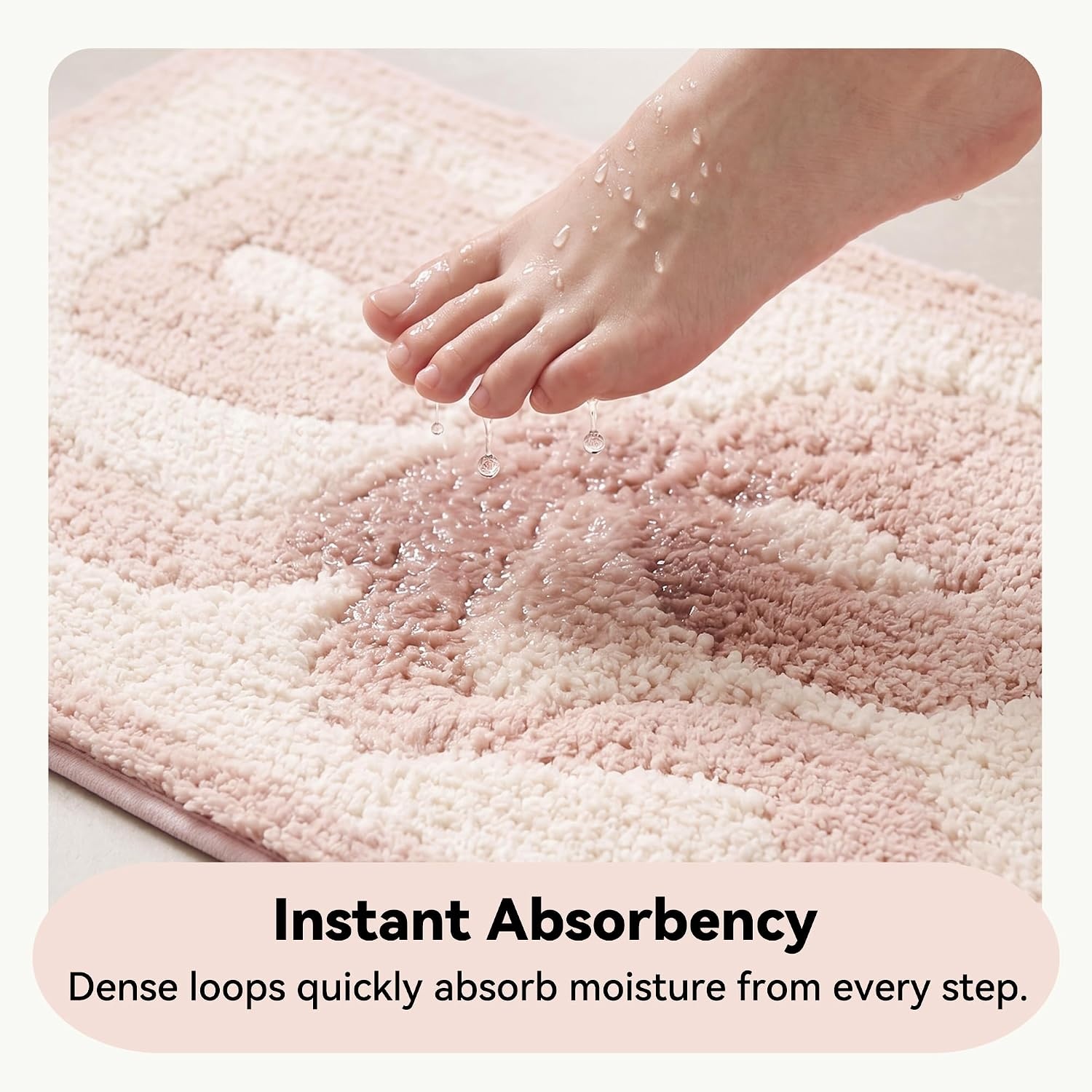 image:imageGRANNY SAYS Checkered Pink Bathroom Rugs Decor 24 x 16 Fluffy Rug Absorbent Microfiber Ultra Soft Bath Mat Washable NonSlip Bath Mats for Bathroom Cute Floor Mat for Tub Shower BedroomPink Bow