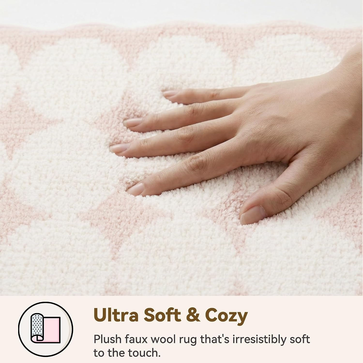 image:imageGRANNY SAYS Checkered Pink Bathroom Rugs Decor 24 x 16 Fluffy Rug Absorbent Microfiber Ultra Soft Bath Mat Washable NonSlip Bath Mats for Bathroom Cute Floor Mat for Tub Shower BedroomPinkcute Waved