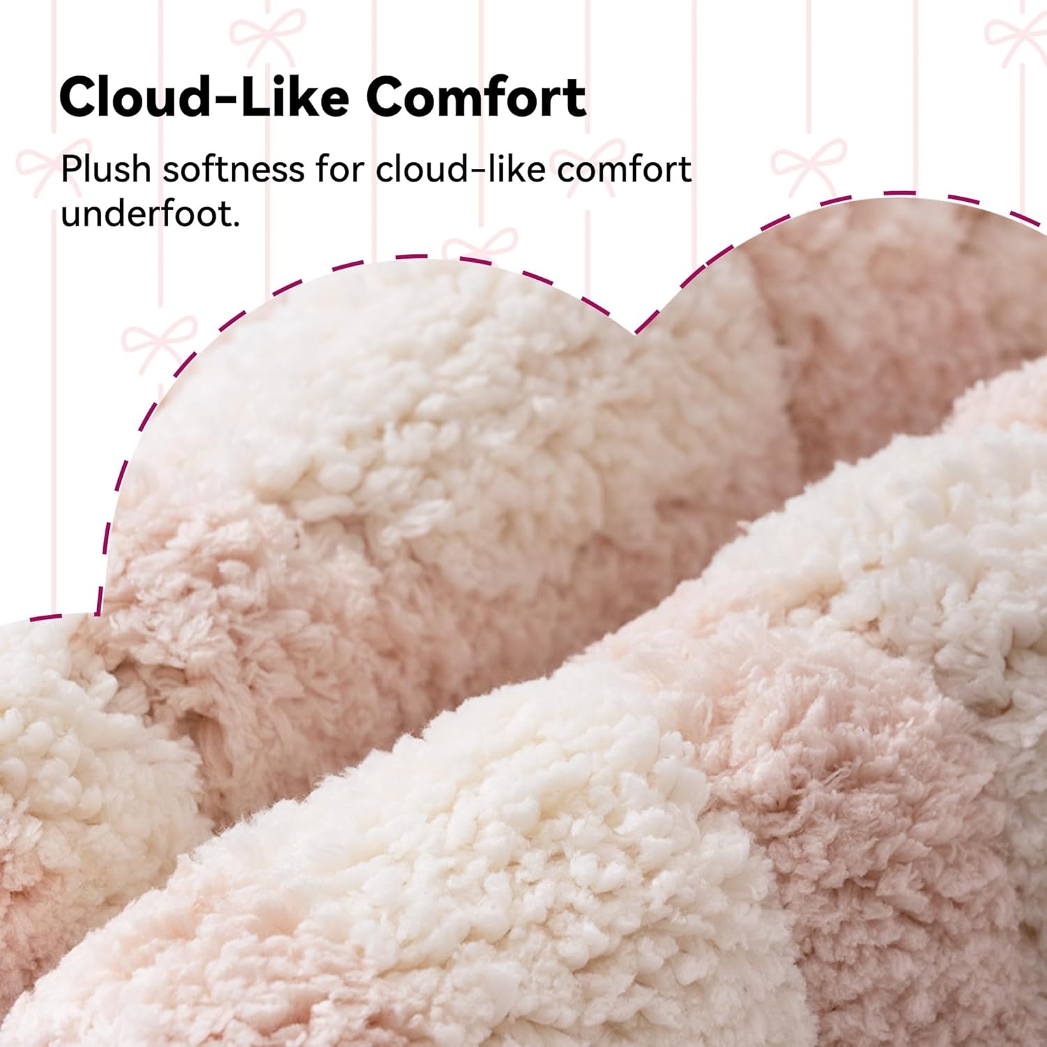 image:imageGRANNY SAYS Checkered Pink Bathroom Rugs Decor 24 x 16 Fluffy Rug Absorbent Microfiber Ultra Soft Bath Mat Washable NonSlip Bath Mats for Bathroom Cute Floor Mat for Tub Shower BedroomPink Bow