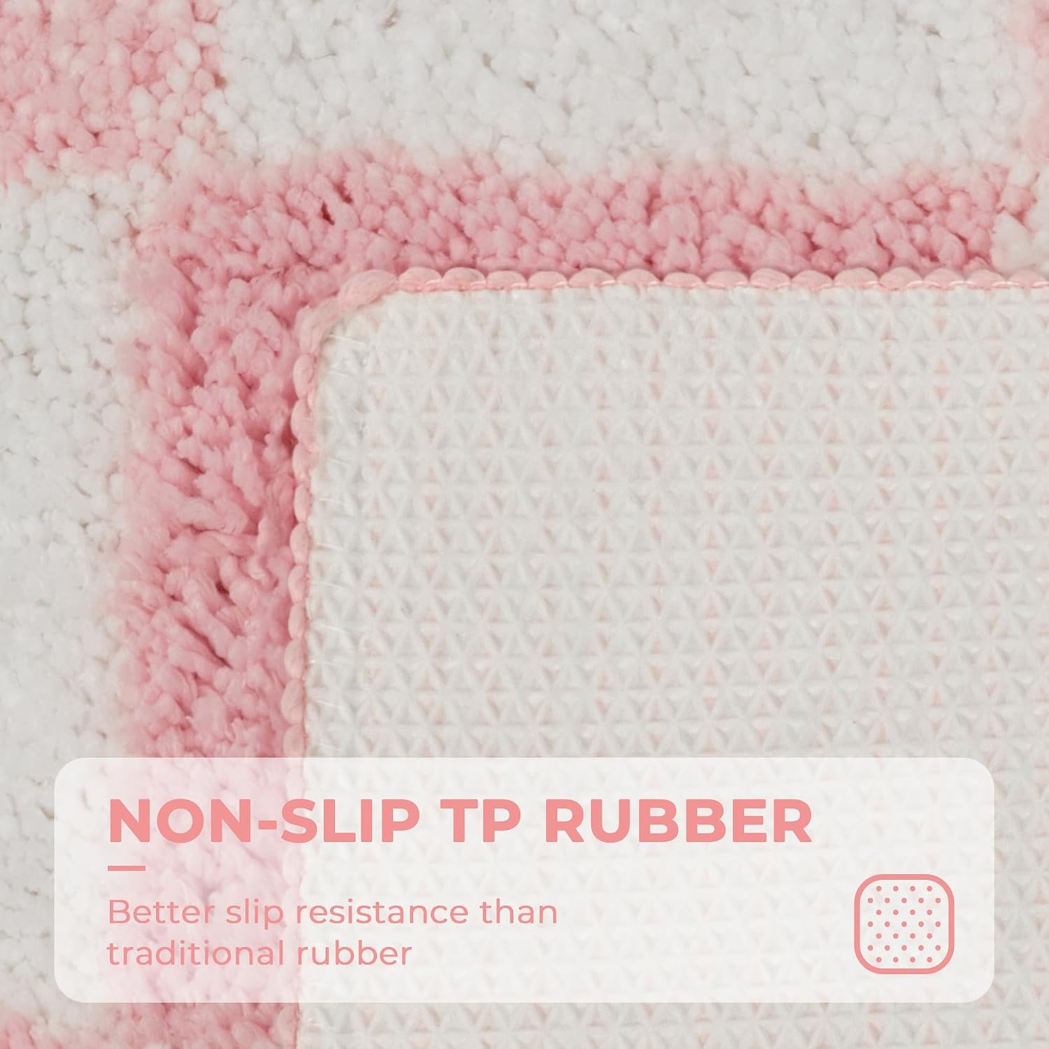 image:imageGRANNY SAYS Checkered Pink Bathroom Rugs Decor 24 x 16 Fluffy Rug Absorbent Microfiber Ultra Soft Bath Mat Washable NonSlip Bath Mats for Bathroom Cute Floor Mat for Tub Shower BedroomPink