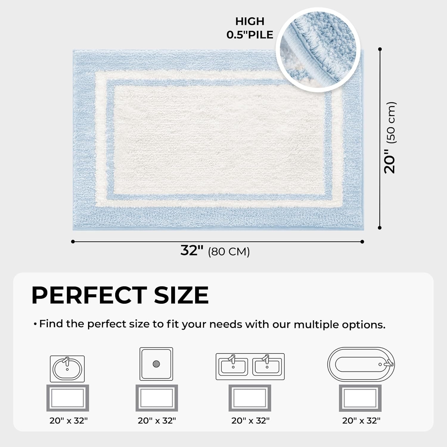 image:imageGRANNY SAYS Checkered Pink Bathroom Rugs Decor 24 x 16 Fluffy Rug Absorbent Microfiber Ultra Soft Bath Mat Washable NonSlip Bath Mats for Bathroom Cute Floor Mat for Tub Shower BedroomBbaby Blue