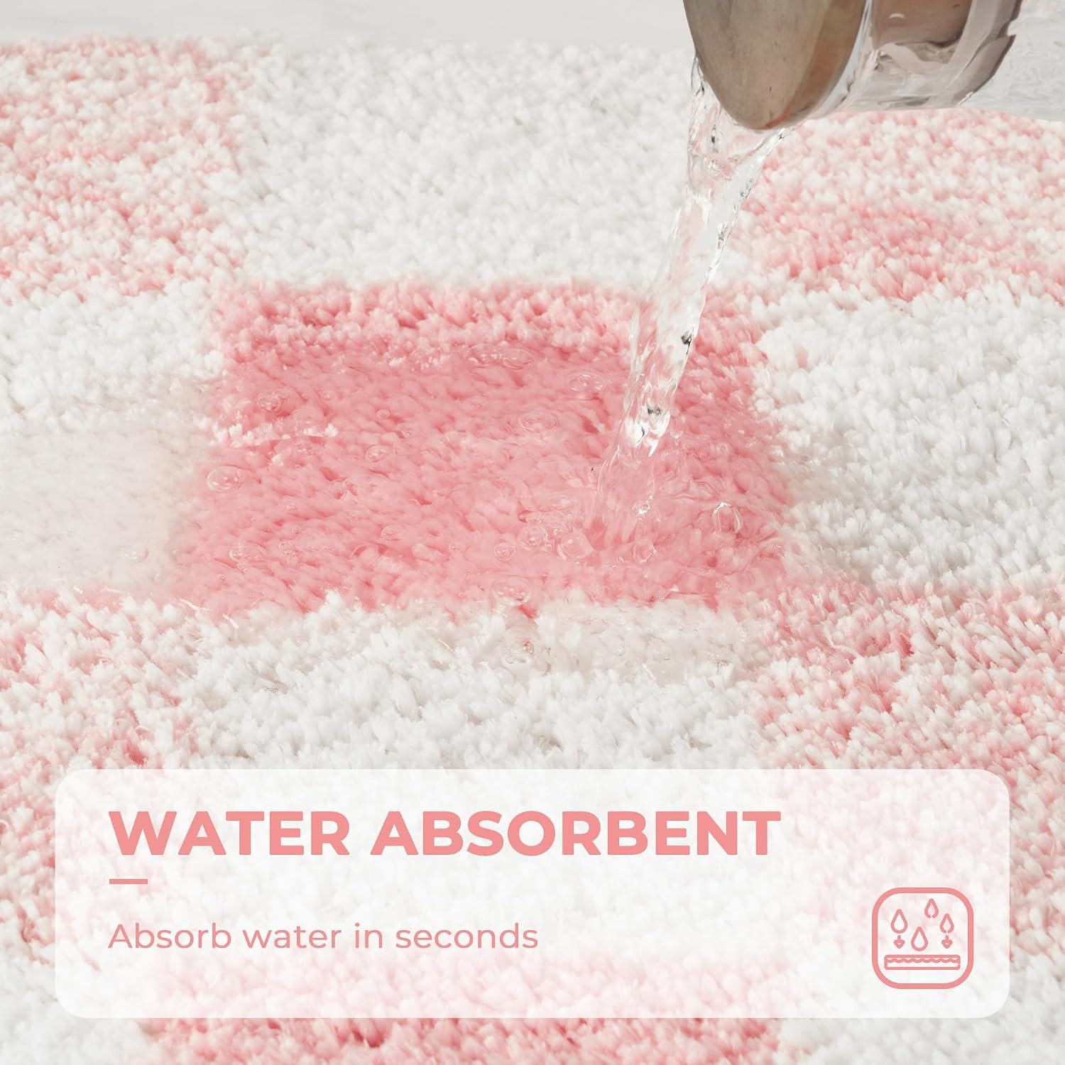 image:imageGRANNY SAYS Checkered Pink Bathroom Rugs Decor 24 x 16 Fluffy Rug Absorbent Microfiber Ultra Soft Bath Mat Washable NonSlip Bath Mats for Bathroom Cute Floor Mat for Tub Shower BedroomPink