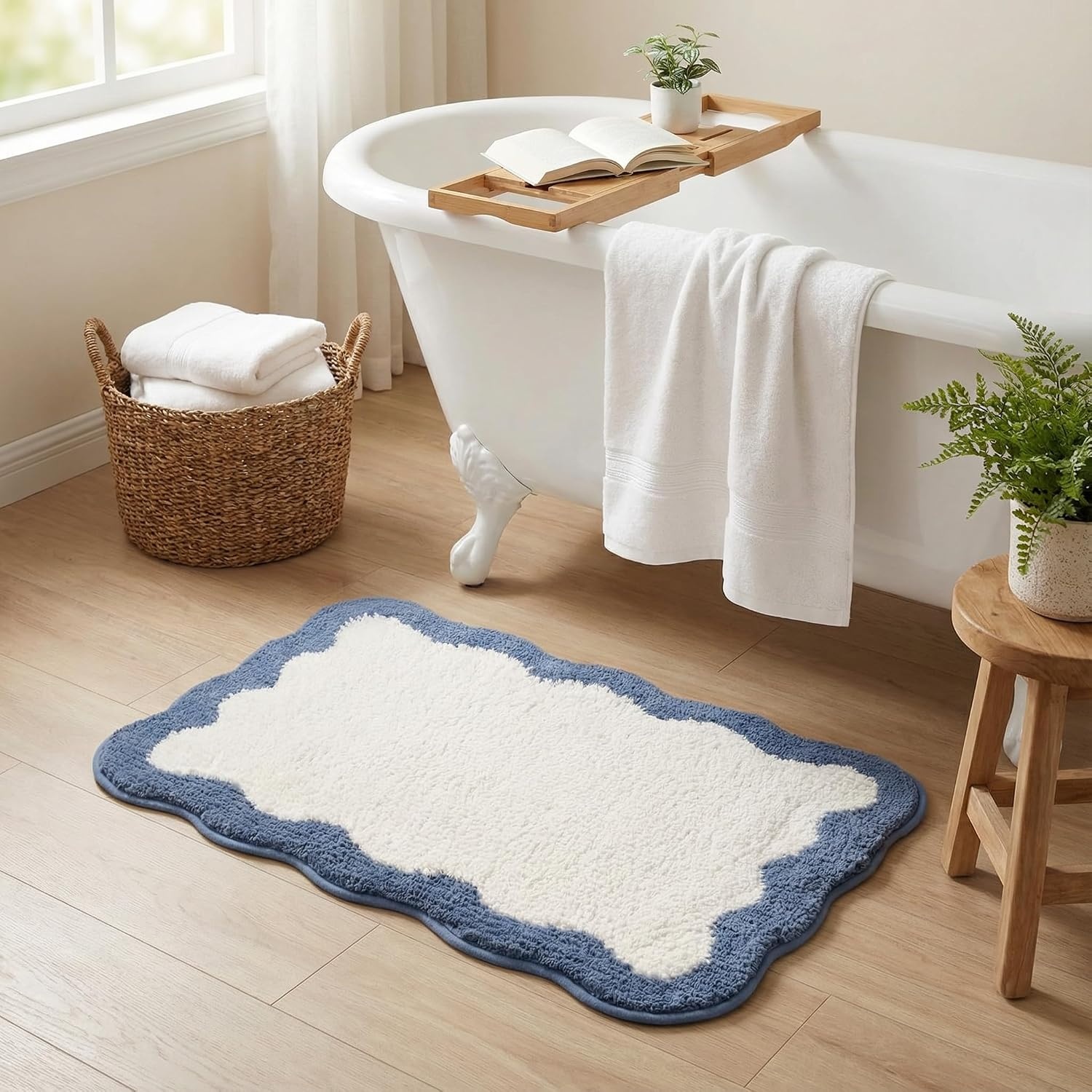 image:imageGRANNY SAYS Checkered Pink Bathroom Rugs Decor 24 x 16 Fluffy Rug Absorbent Microfiber Ultra Soft Bath Mat Washable NonSlip Bath Mats for Bathroom Cute Floor Mat for Tub Shower BedroomDeep Bluewave