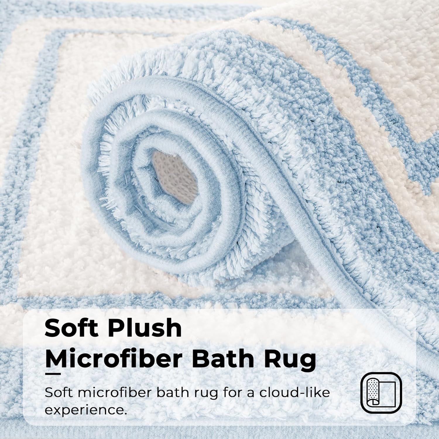 image:imageGRANNY SAYS Checkered Pink Bathroom Rugs Decor 24 x 16 Fluffy Rug Absorbent Microfiber Ultra Soft Bath Mat Washable NonSlip Bath Mats for Bathroom Cute Floor Mat for Tub Shower BedroomBbaby Blue