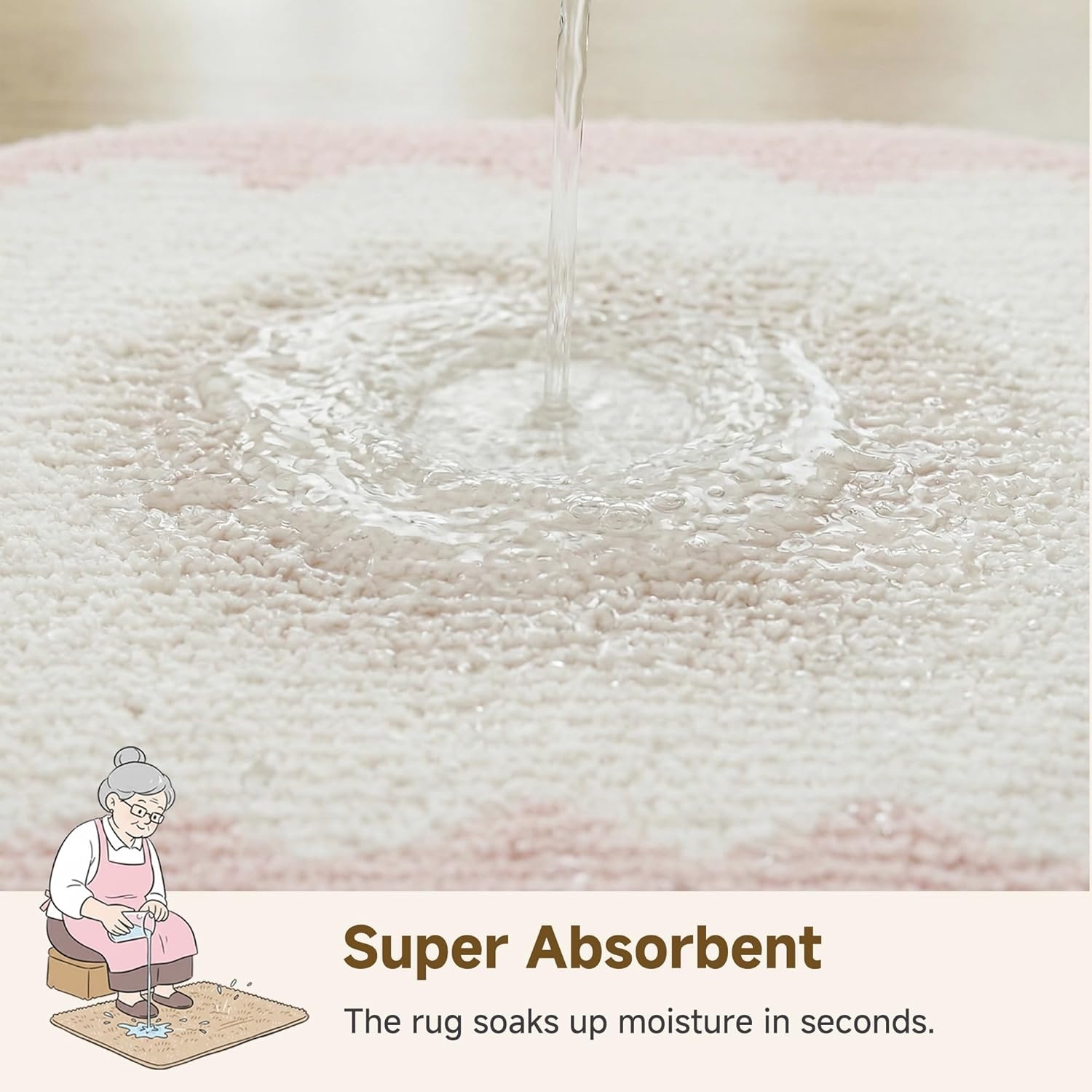 image:imageGRANNY SAYS Checkered Pink Bathroom Rugs Decor 24 x 16 Fluffy Rug Absorbent Microfiber Ultra Soft Bath Mat Washable NonSlip Bath Mats for Bathroom Cute Floor Mat for Tub Shower BedroomPinkoval