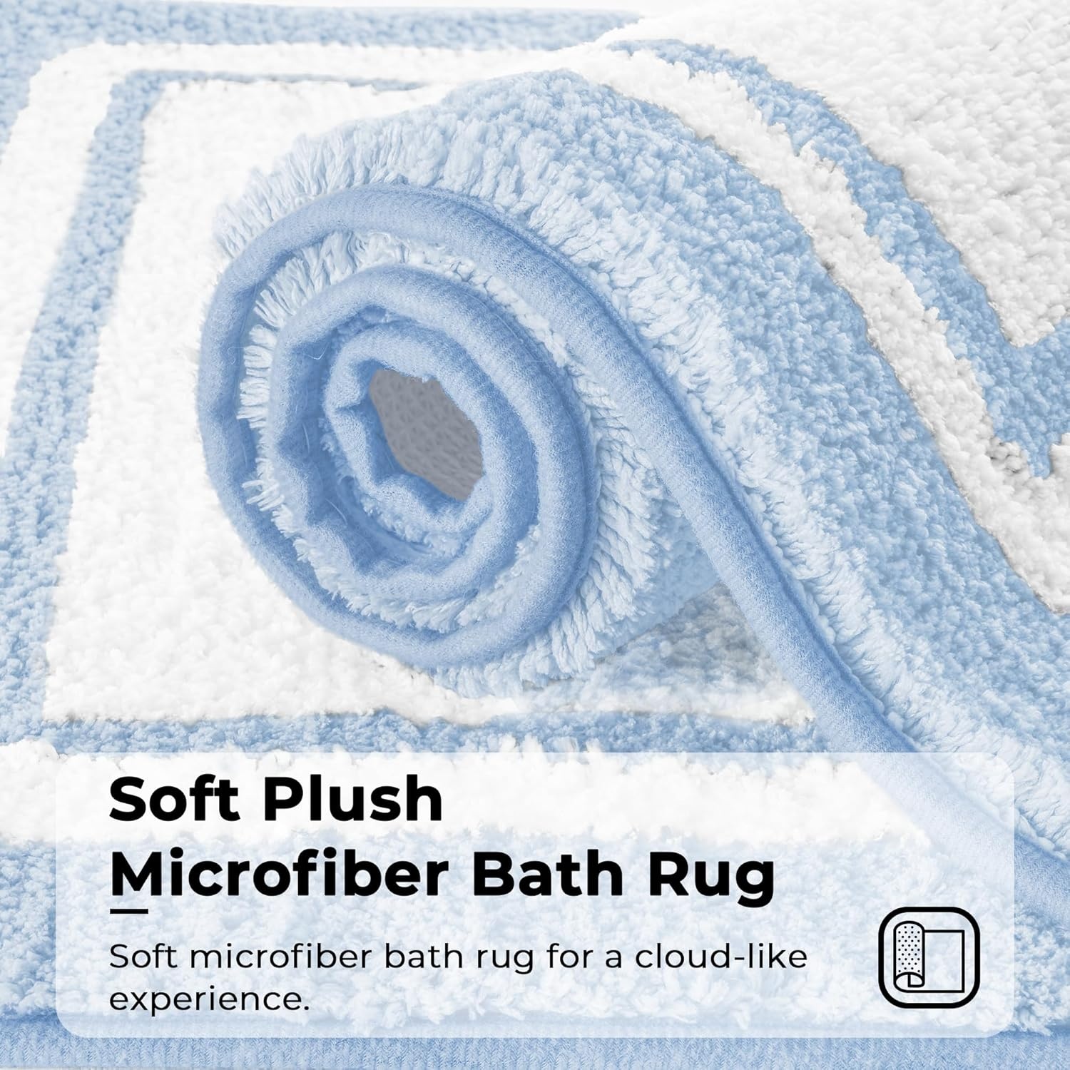 image:imageGRANNY SAYS Checkered Pink Bathroom Rugs Decor 24 x 16 Fluffy Rug Absorbent Microfiber Ultra Soft Bath Mat Washable NonSlip Bath Mats for Bathroom Cute Floor Mat for Tub Shower BedroomBbaby Blue