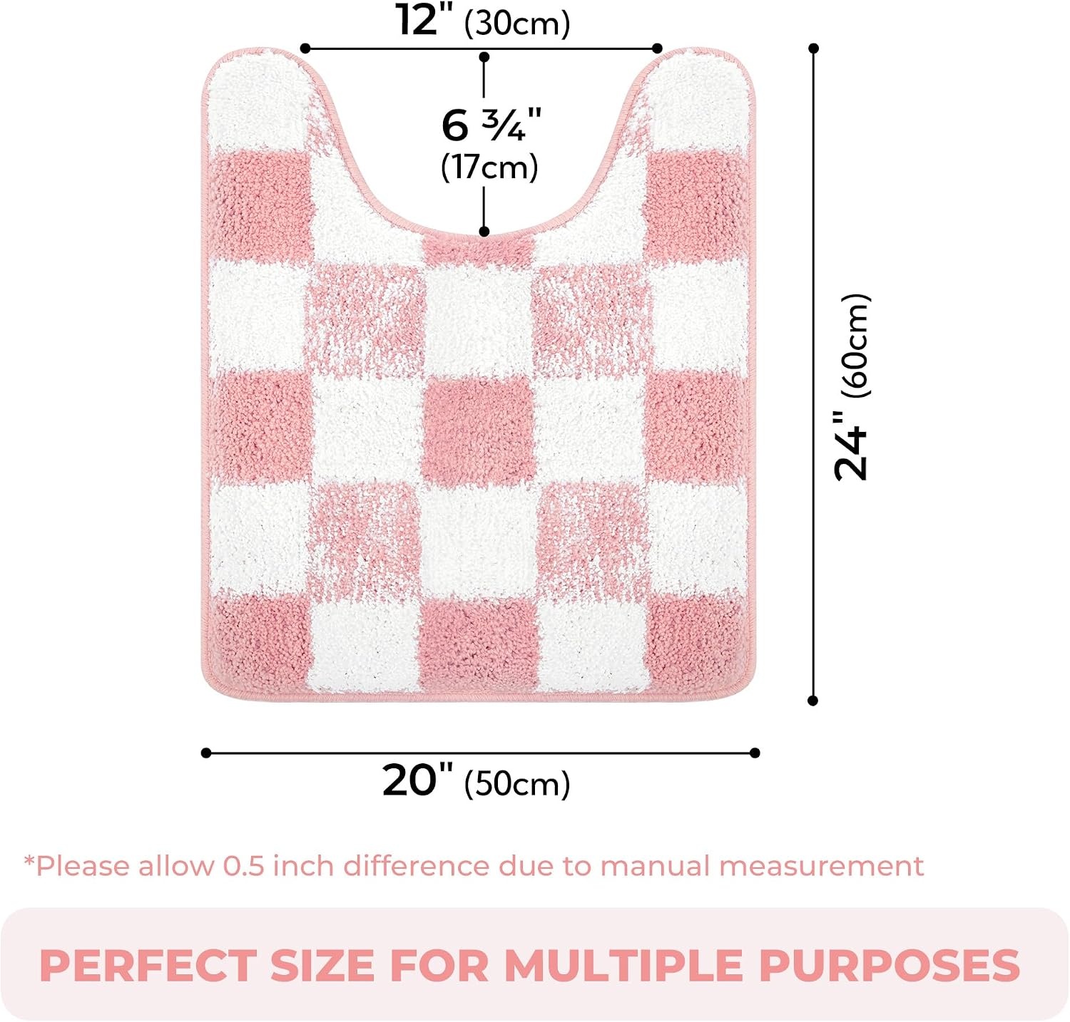image:imageGRANNY SAYS Checkered Pink Bathroom Rugs Decor 24 x 16 Fluffy Rug Absorbent Microfiber Ultra Soft Bath Mat Washable NonSlip Bath Mats for Bathroom Cute Floor Mat for Tub Shower BedroomPink