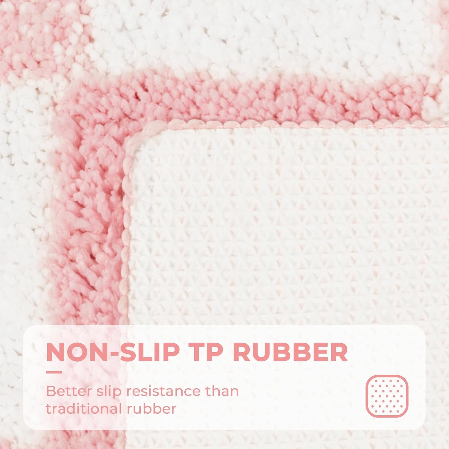 image:imageGRANNY SAYS Checkered Pink Bathroom Rugs Decor 24 x 16 Fluffy Rug Absorbent Microfiber Ultra Soft Bath Mat Washable NonSlip Bath Mats for Bathroom Cute Floor Mat for Tub Shower BedroomPink