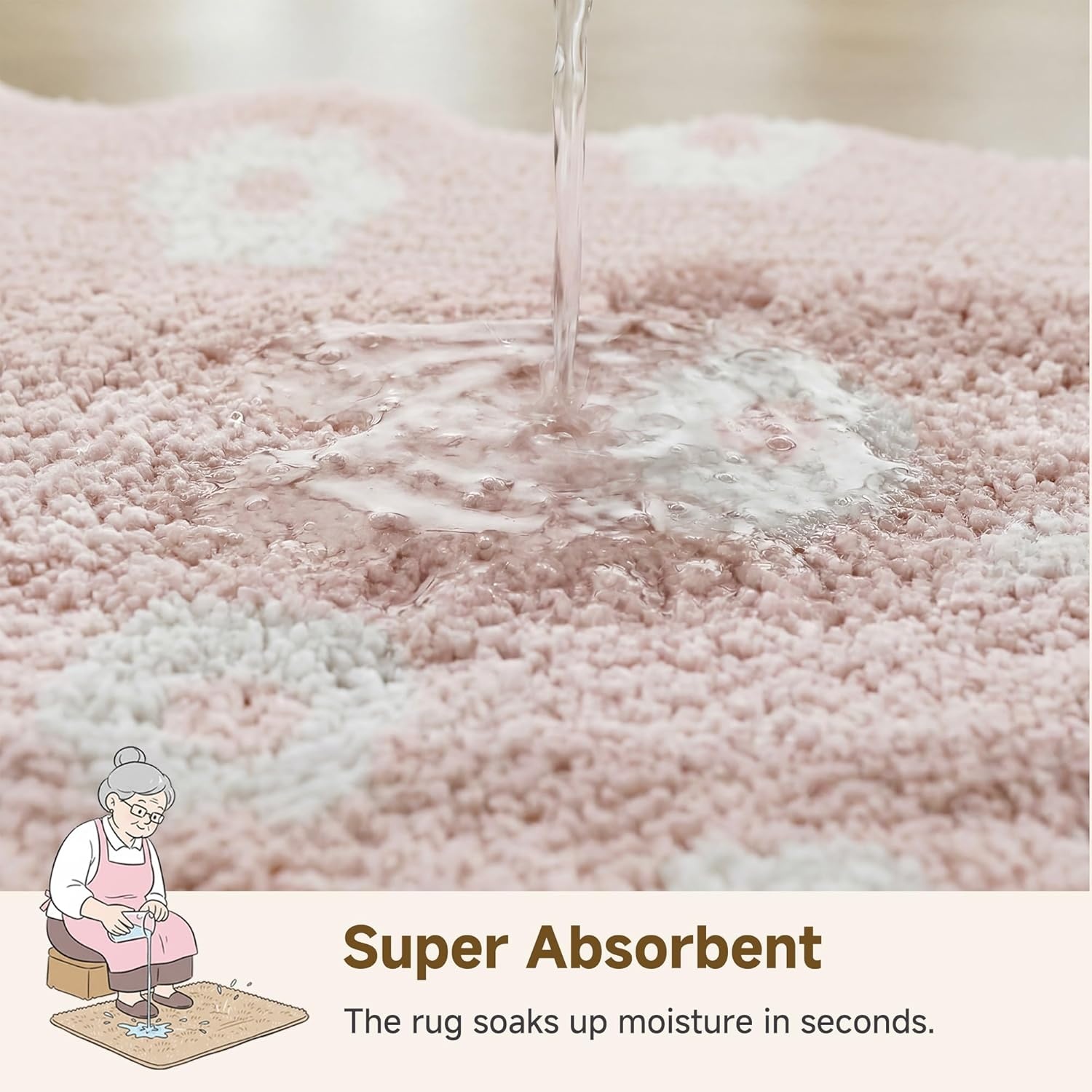 image:imageGRANNY SAYS Checkered Pink Bathroom Rugs Decor 24 x 16 Fluffy Rug Absorbent Microfiber Ultra Soft Bath Mat Washable NonSlip Bath Mats for Bathroom Cute Floor Mat for Tub Shower BedroomPinkcute Floral