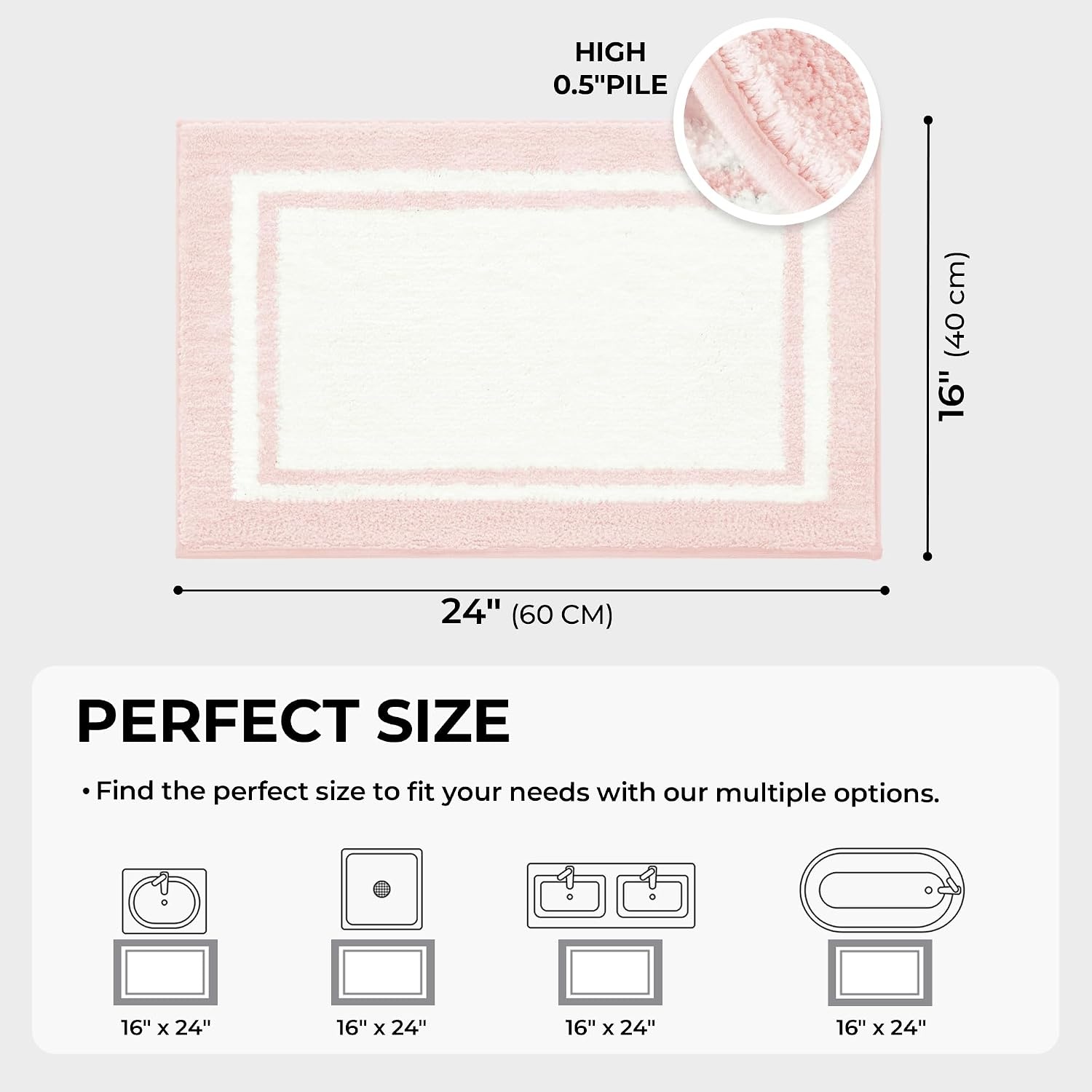 image:imageGRANNY SAYS Checkered Pink Bathroom Rugs Decor 24 x 16 Fluffy Rug Absorbent Microfiber Ultra Soft Bath Mat Washable NonSlip Bath Mats for Bathroom Cute Floor Mat for Tub Shower BedroomPinkrectangle