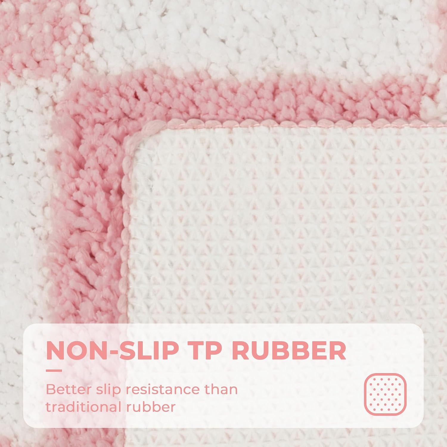 image:imageGRANNY SAYS Checkered Pink Bathroom Rugs Decor 24 x 16 Fluffy Rug Absorbent Microfiber Ultra Soft Bath Mat Washable NonSlip Bath Mats for Bathroom Cute Floor Mat for Tub Shower BedroomPink