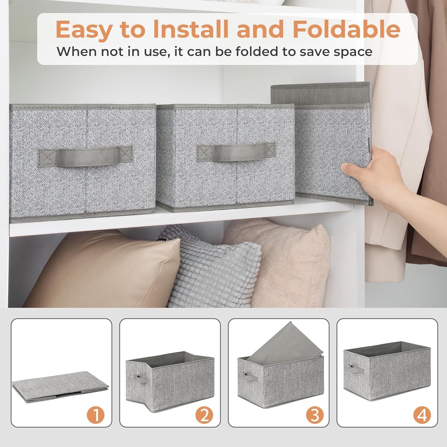 image:imageGRANNY SAYS Closet Storage Bins Storage Baskets for Closet Fabric Bins for Clothes Closet Organizer Bins Gray Medium 3PackAsh Gray