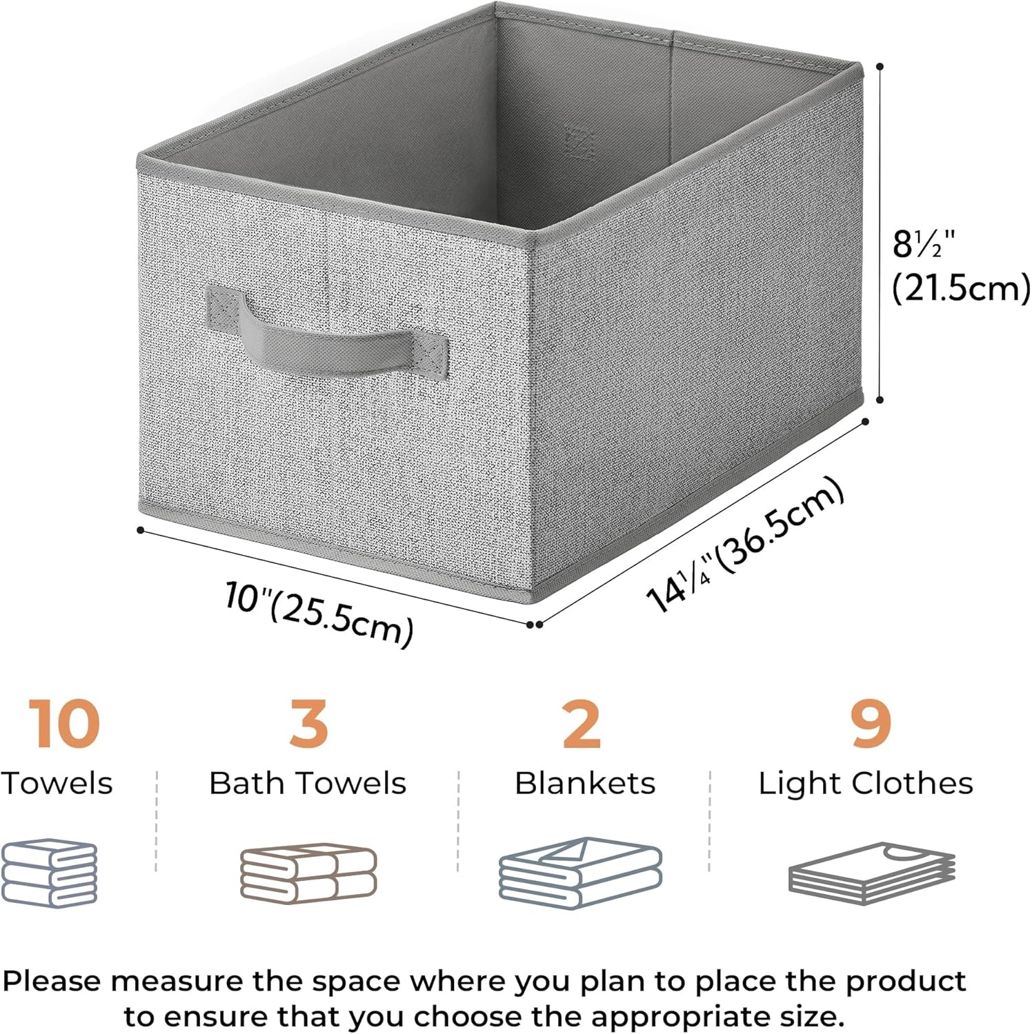 image:imageGRANNY SAYS Closet Storage Bins Storage Baskets for Closet Fabric Bins for Clothes Closet Organizer Bins Gray Medium 3PackAsh Gray