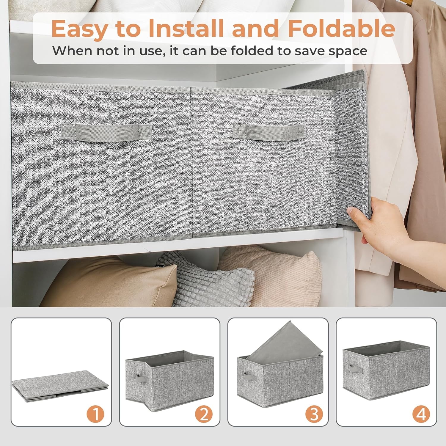 image:imageGRANNY SAYS Closet Storage Bins Storage Baskets for Closet Fabric Bins for Clothes Closet Organizer Bins Gray Medium 3PackAsh Gray