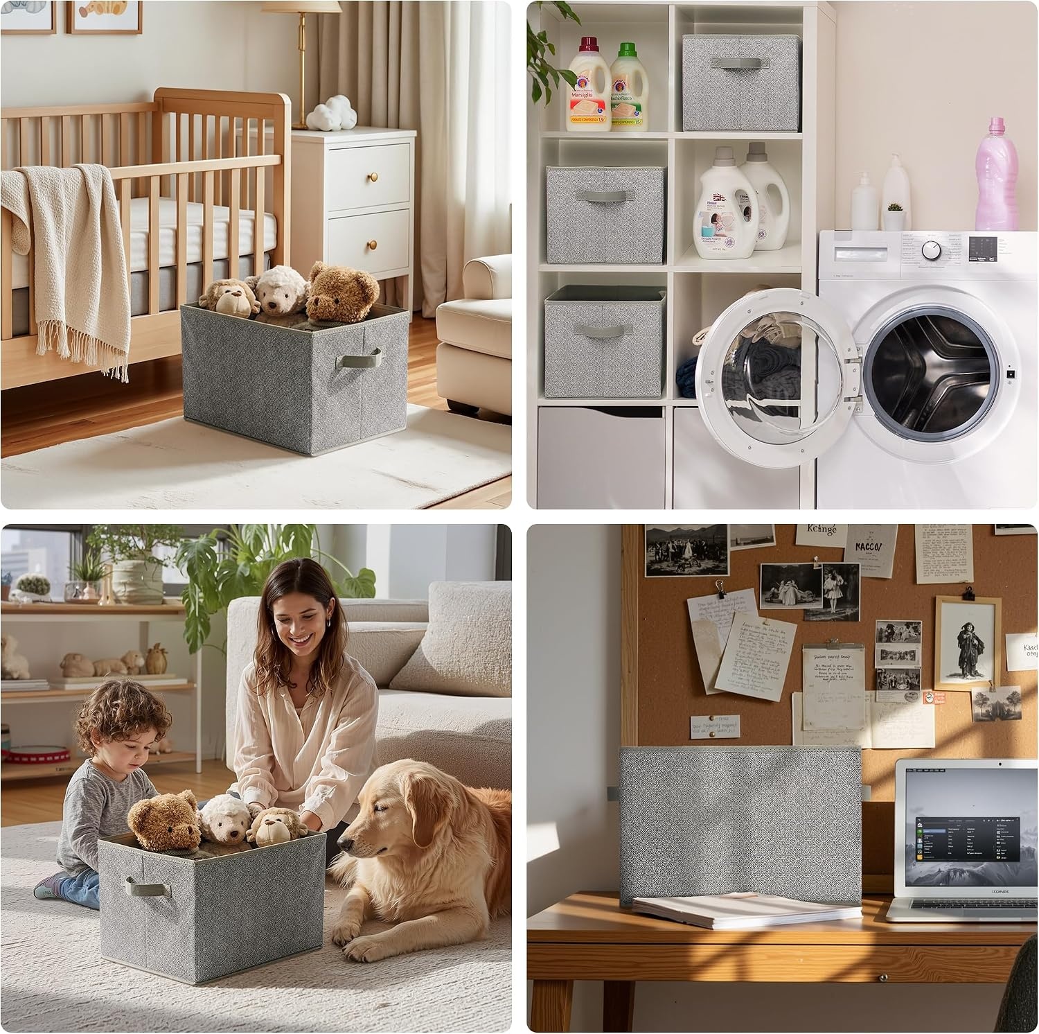 image:imageGRANNY SAYS Closet Storage Bins Storage Baskets for Closet Fabric Bins for Clothes Closet Organizer Bins Gray Medium 3PackAsh Gray