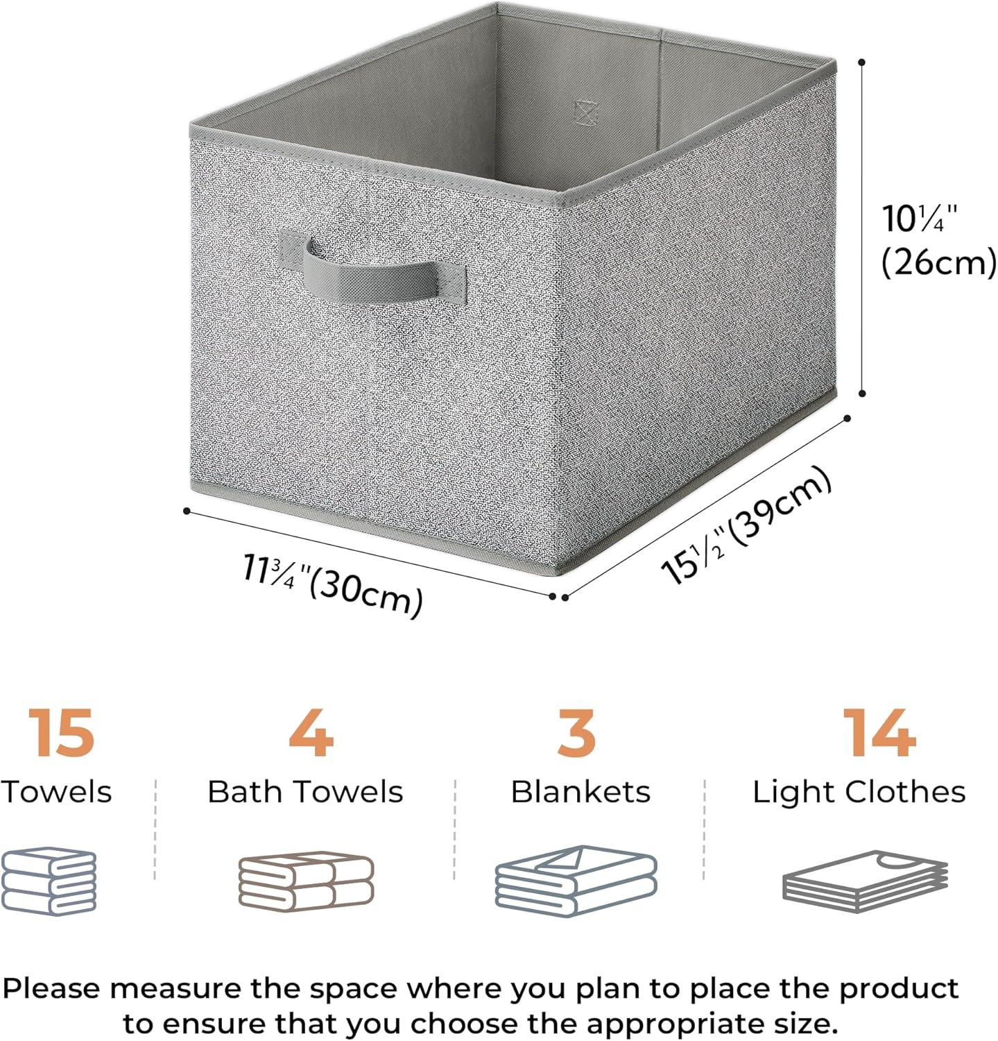 image:imageGRANNY SAYS Closet Storage Bins Storage Baskets for Closet Fabric Bins for Clothes Closet Organizer Bins Gray Medium 3PackAsh Gray