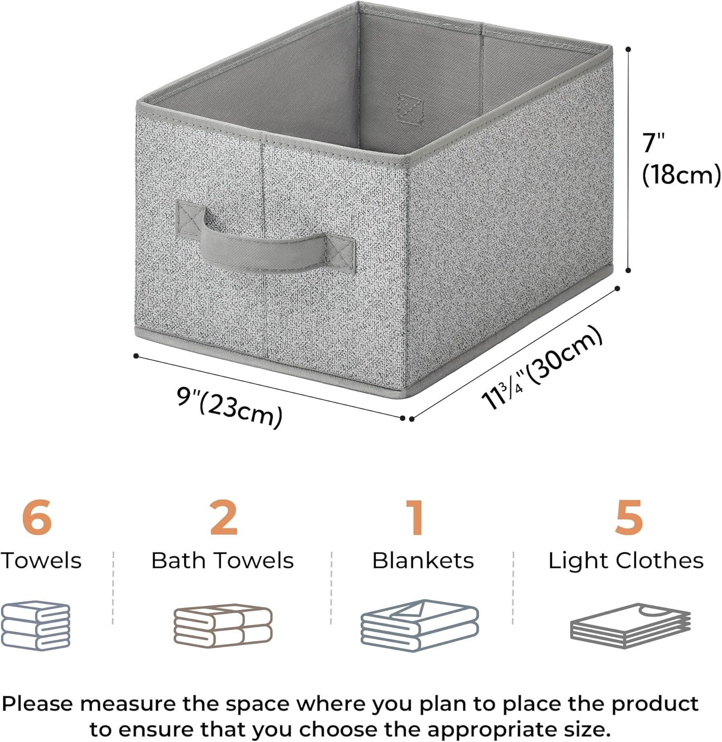 image:imageGRANNY SAYS Closet Storage Bins Storage Baskets for Closet Fabric Bins for Clothes Closet Organizer Bins Gray Medium 3PackAsh Gray