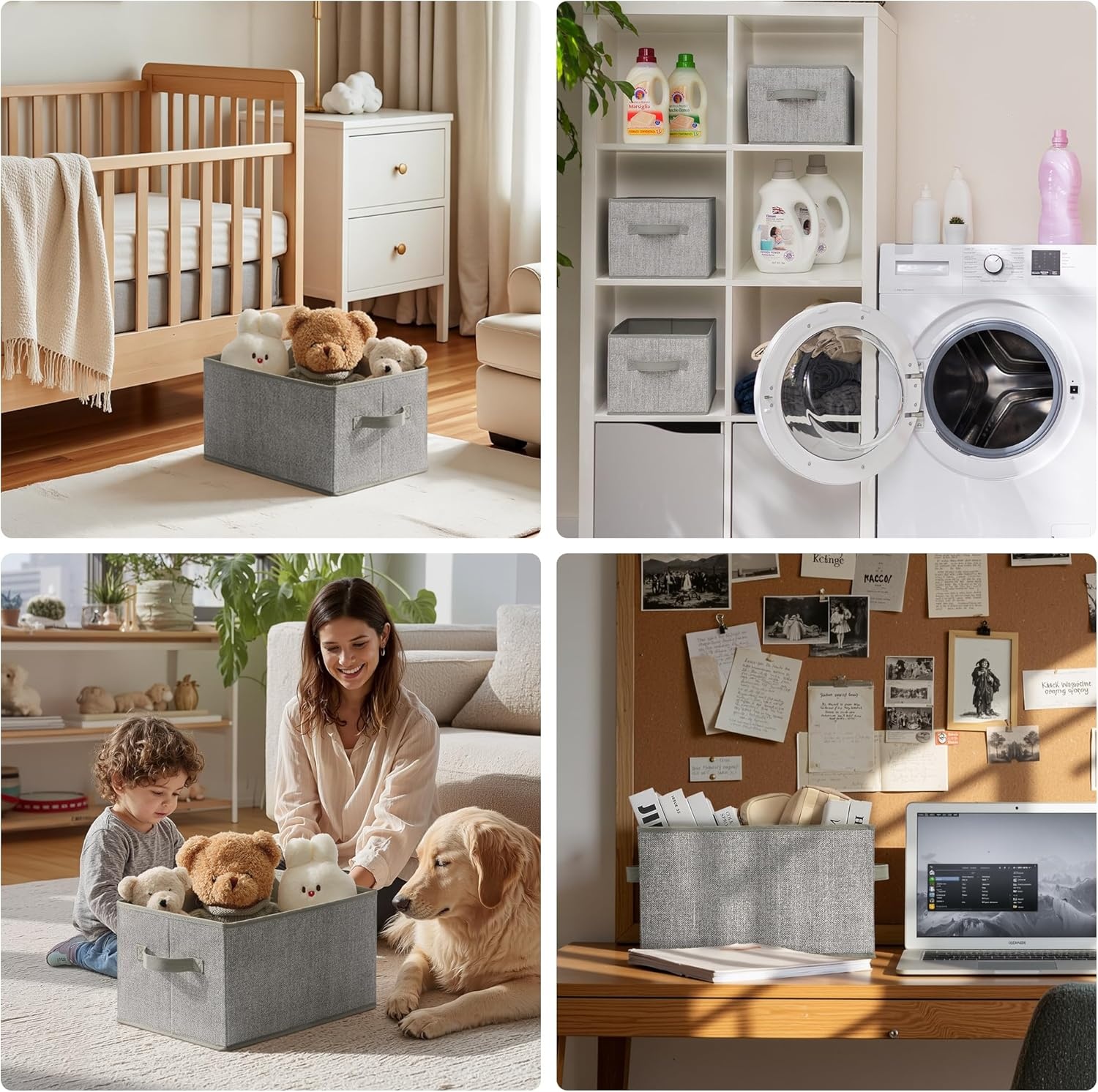 image:imageGRANNY SAYS Closet Storage Bins Storage Baskets for Closet Fabric Bins for Clothes Closet Organizer Bins Gray Medium 3PackAsh Gray