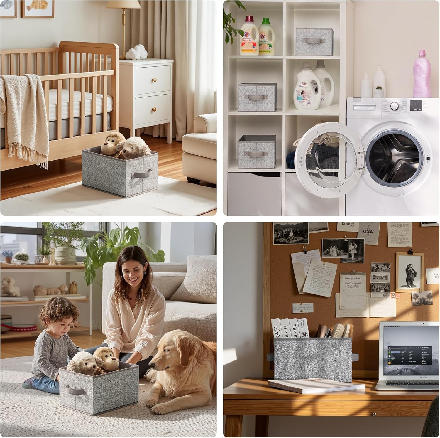 image:imageGRANNY SAYS Closet Storage Bins Storage Baskets for Closet Fabric Bins for Clothes Closet Organizer Bins Gray Medium 3PackAsh Gray