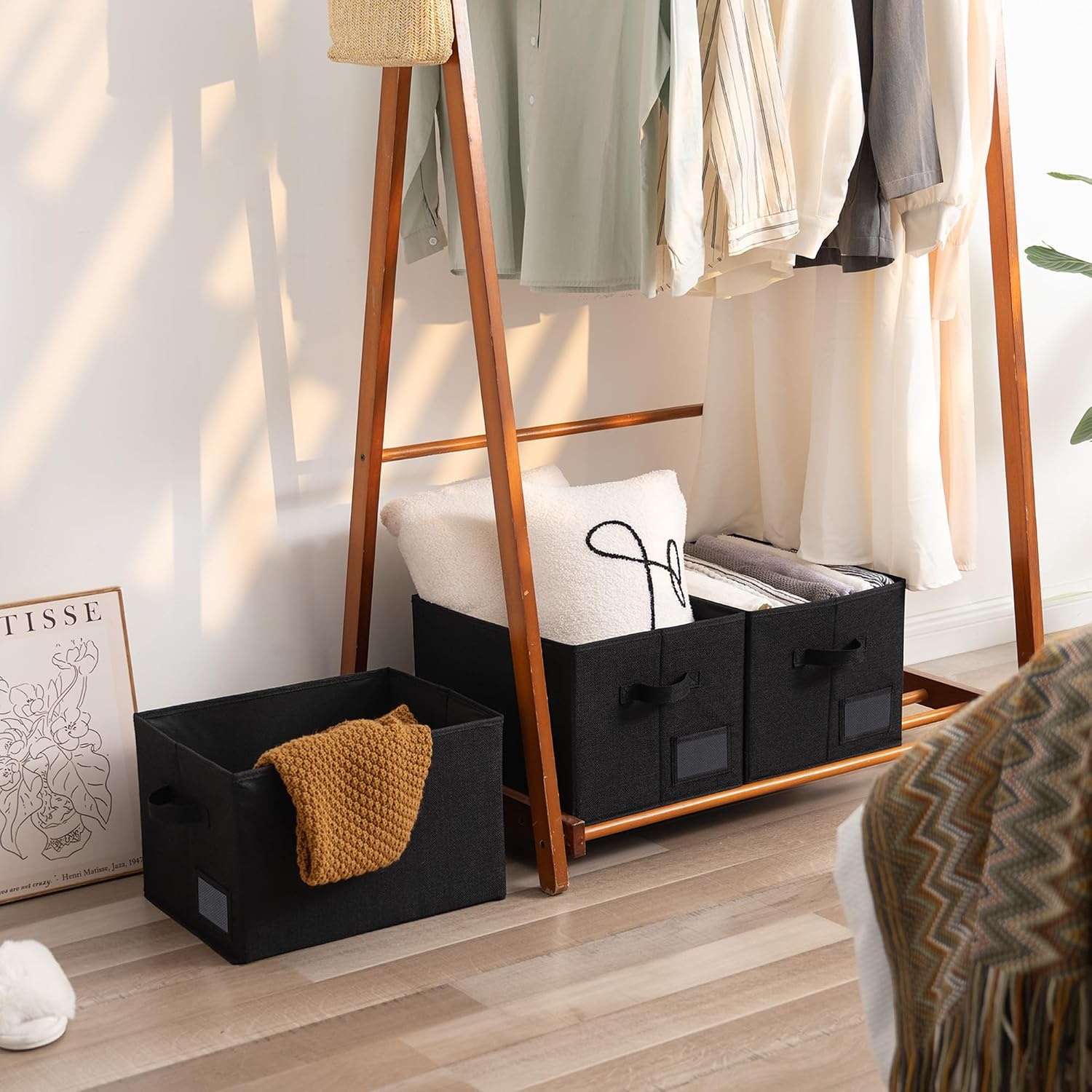 image:imageGRANNY SAYS Closet Storage Bins Storage Baskets for Closet Fabric Bins for Clothes Closet Organizer Bins Gray Medium 3PackBlack