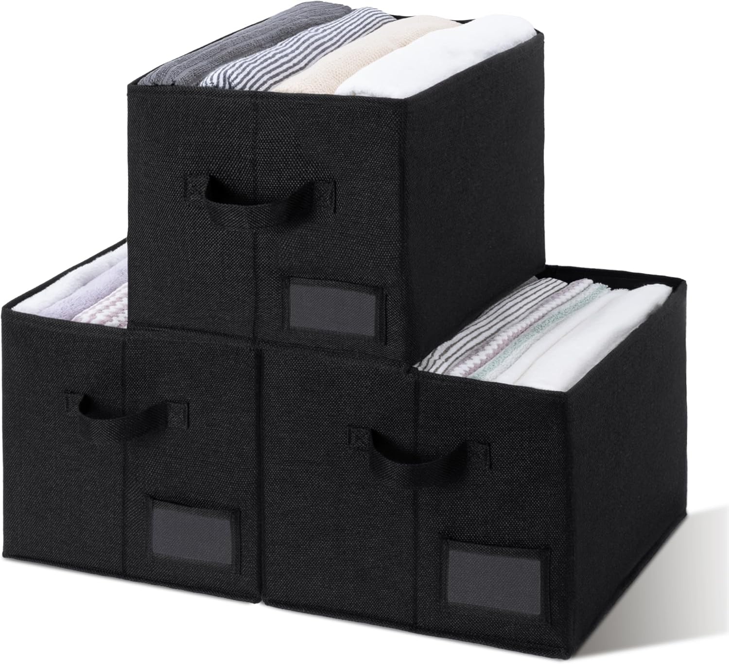image:imageGRANNY SAYS Closet Storage Bins Storage Baskets for Closet Fabric Bins for Clothes Closet Organizer Bins Gray Medium 3PackBlack