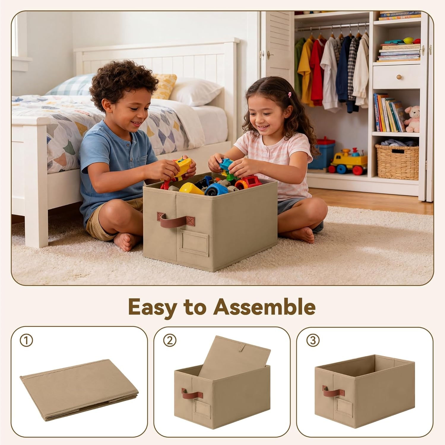 image:imageGRANNY SAYS Closet Storage Bins Storage Baskets for Closet Fabric Bins for Clothes Closet Organizer Bins Gray Medium 3PackBrown