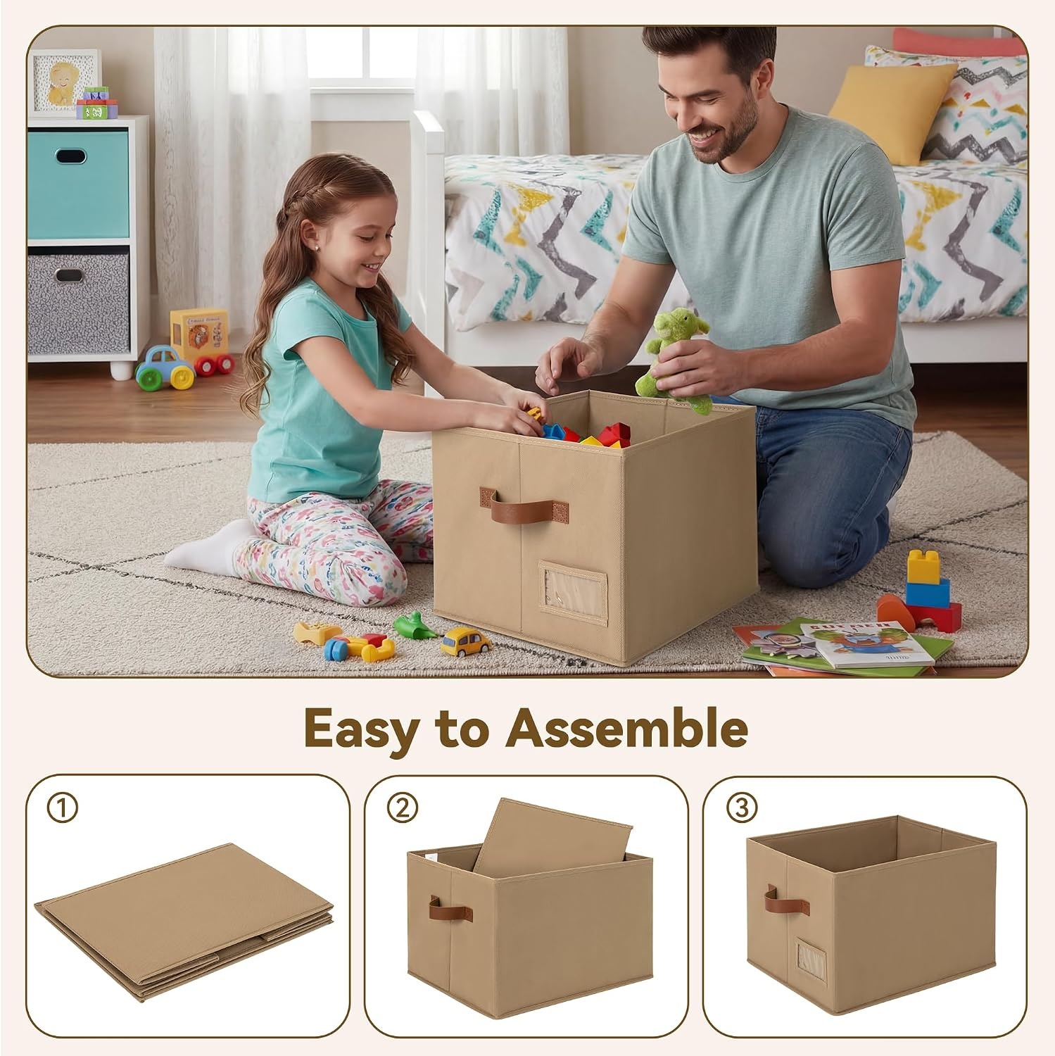 image:imageGRANNY SAYS Closet Storage Bins Storage Baskets for Closet Fabric Bins for Clothes Closet Organizer Bins Gray Medium 3PackBrown
