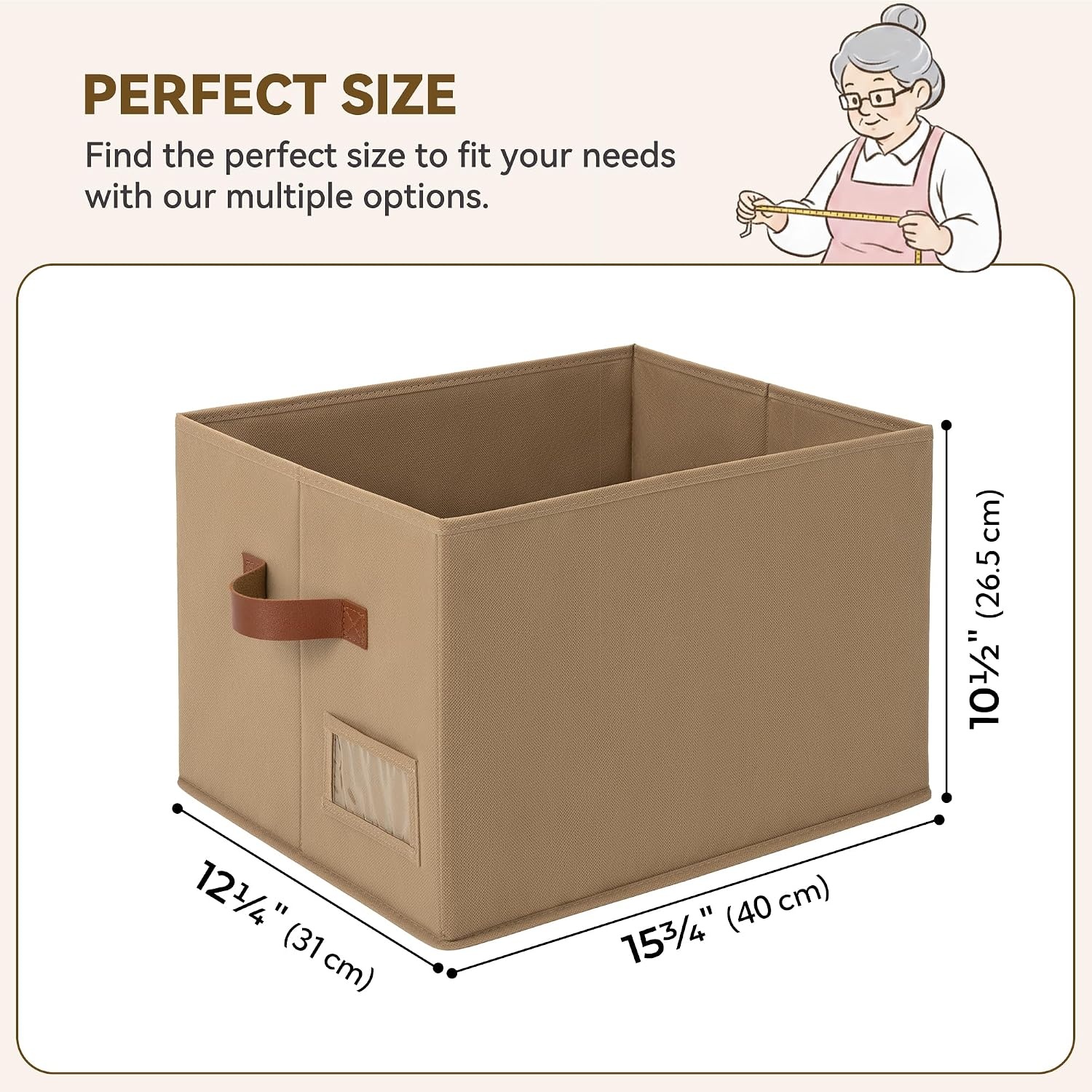 image:imageGRANNY SAYS Closet Storage Bins Storage Baskets for Closet Fabric Bins for Clothes Closet Organizer Bins Gray Medium 3PackBrown