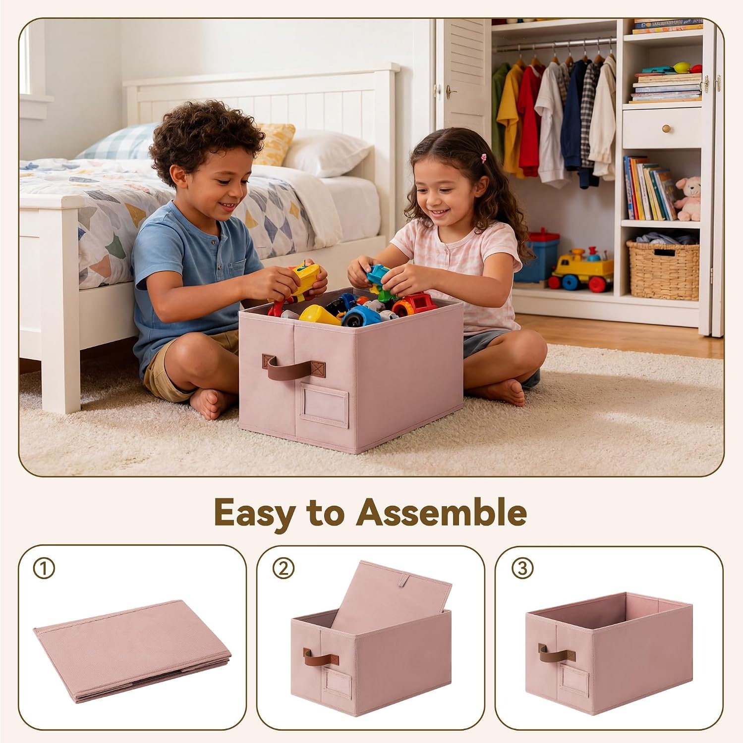 image:imageGRANNY SAYS Closet Storage Bins Storage Baskets for Closet Fabric Bins for Clothes Closet Organizer Bins Gray Medium 3PackDusty Pink